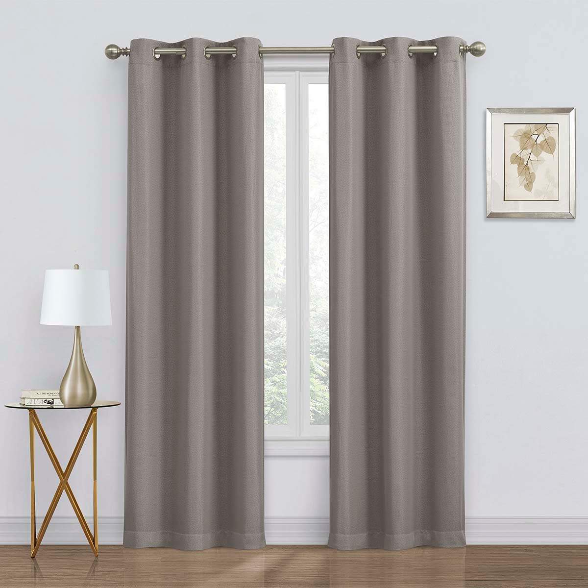 2-Pack Denver Grey Blackout Grommet Curtain Panels, 84"