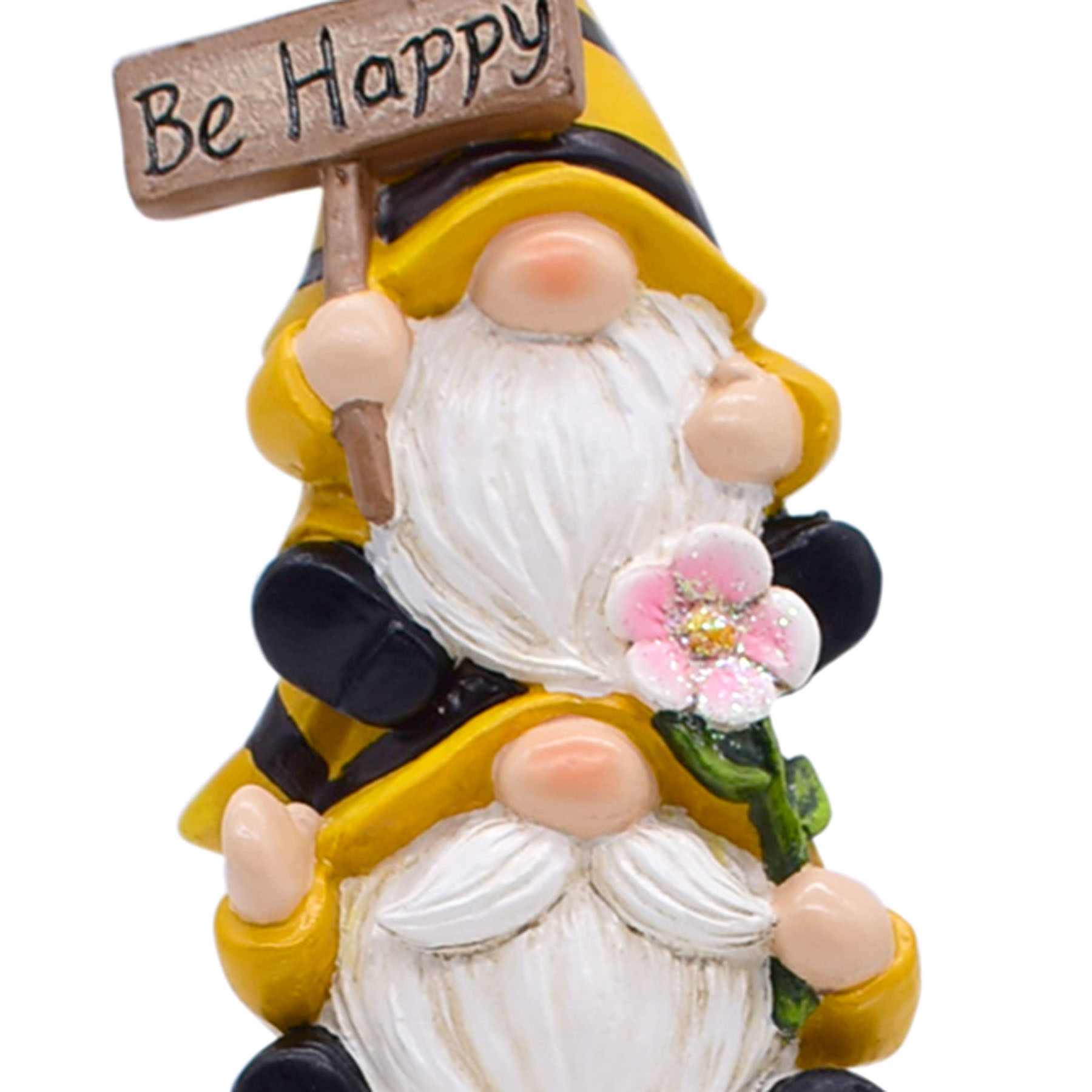 Stacked Bee Gnomes Outdoor Garden Statue, 9"