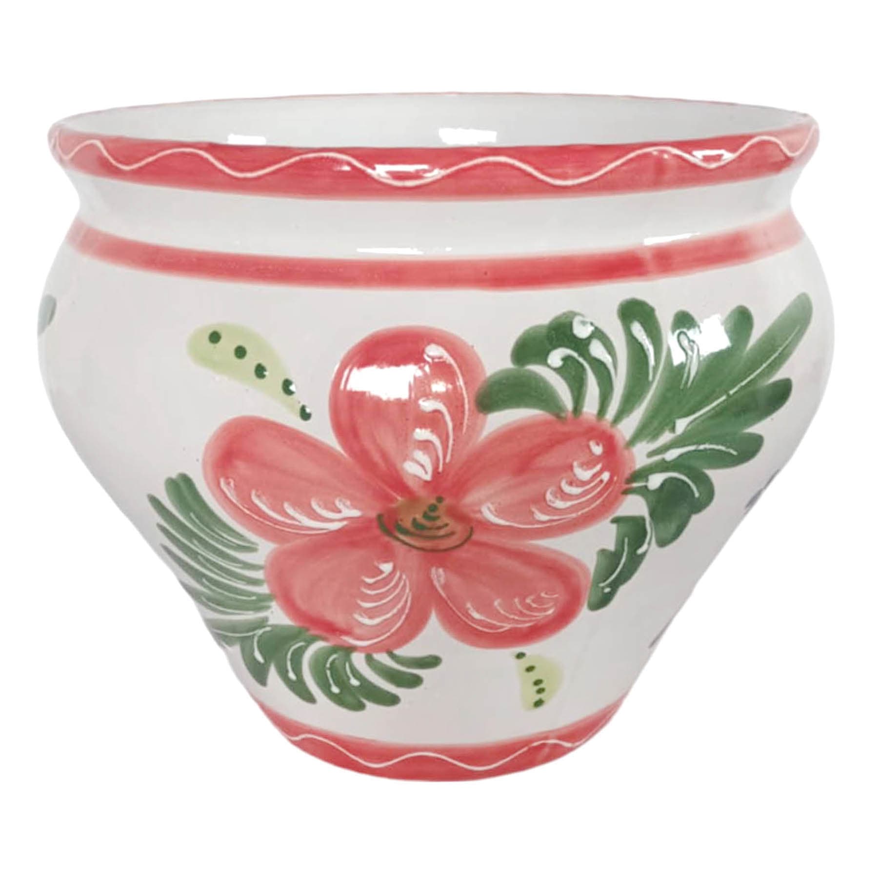 Hand Painted Spanish Red Floral Outdoor Planter, Large