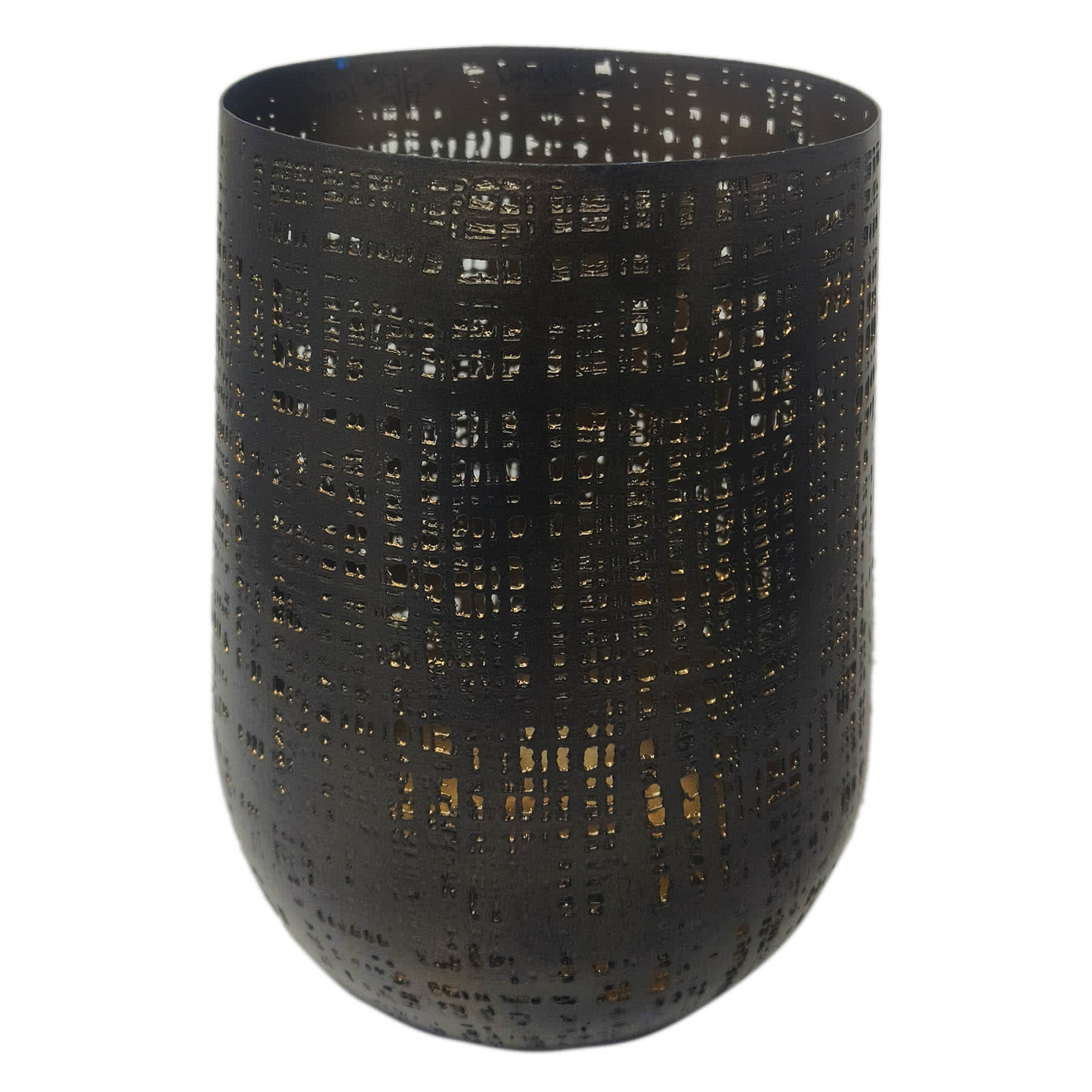 Found & Fable Black Punched Metal Hurricane, 8.5"