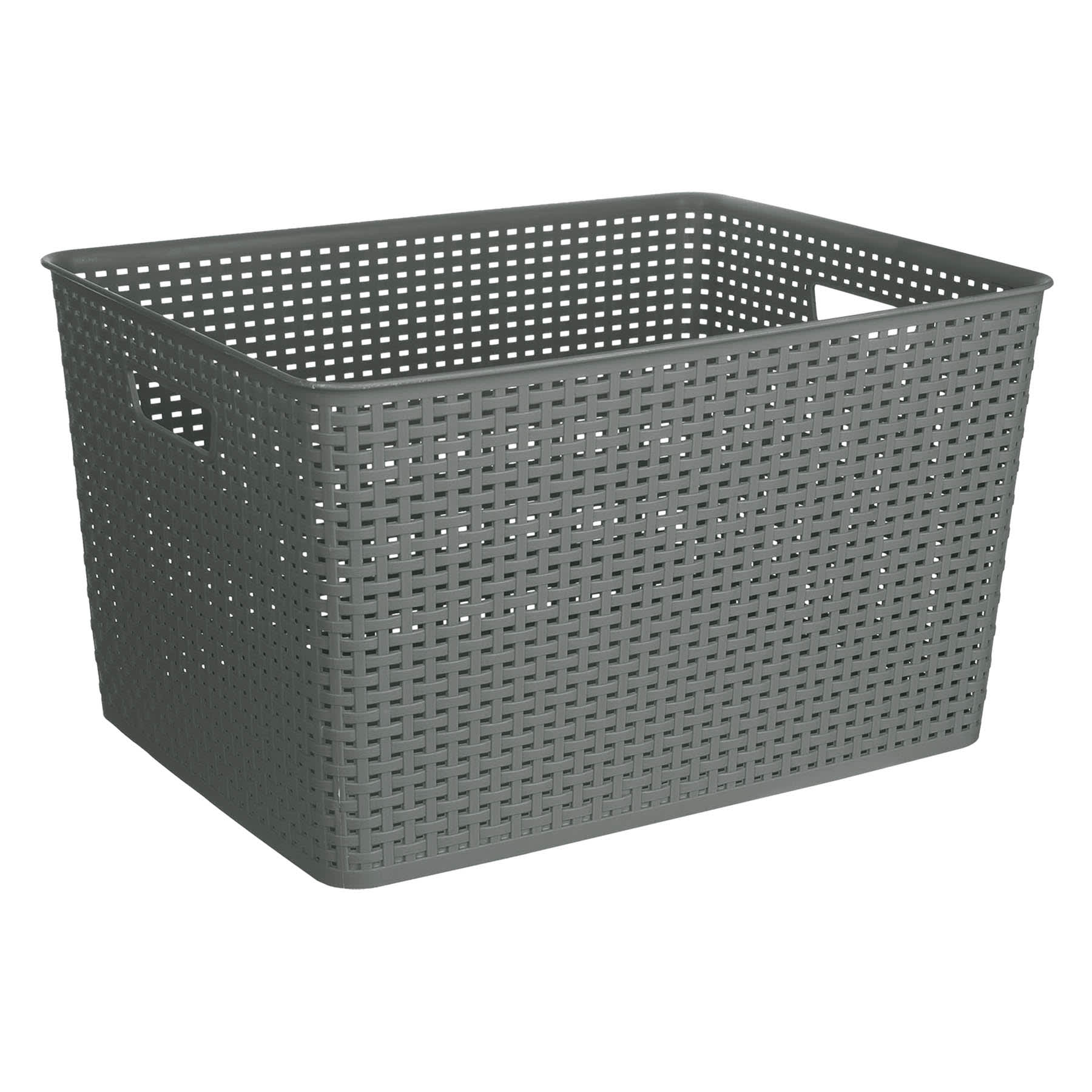 Grey Rectangle Crossover Weave Storage Basket, XX-Large