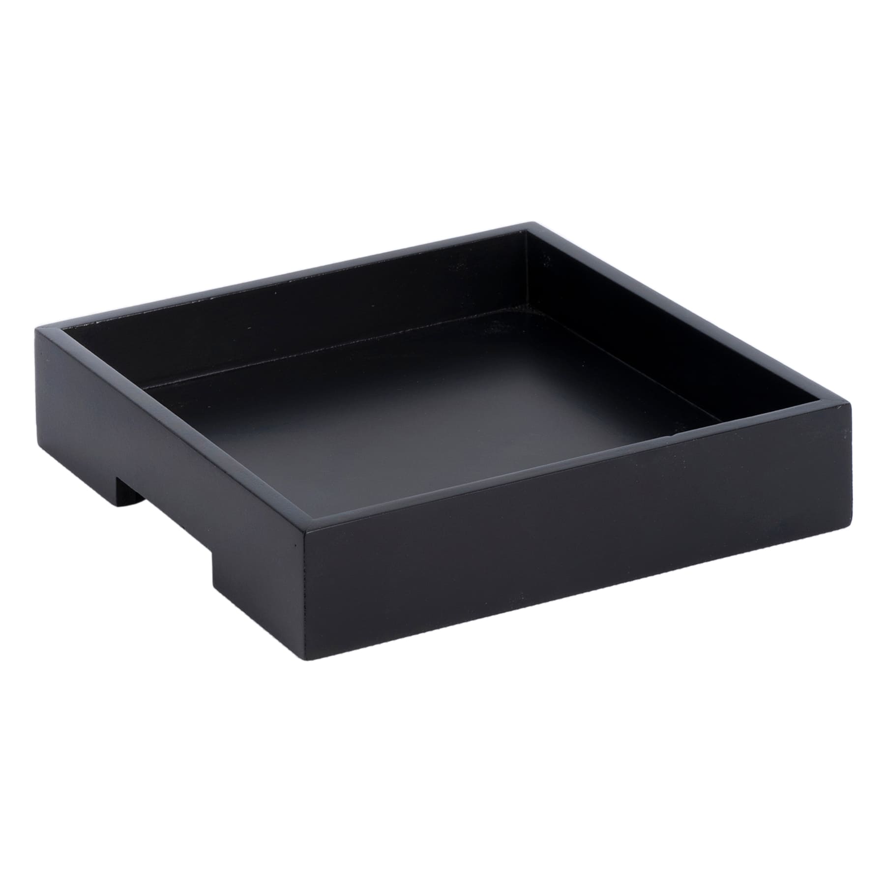Black Square Wood Tray, 10"