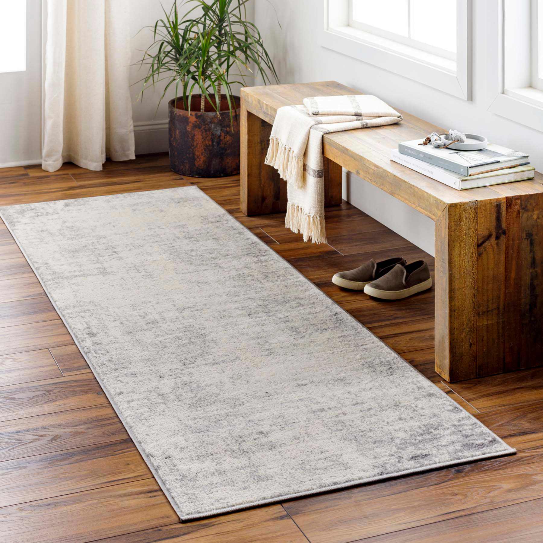 (D498) Crosby St. Roma Grey Abstract Runner, 2x7