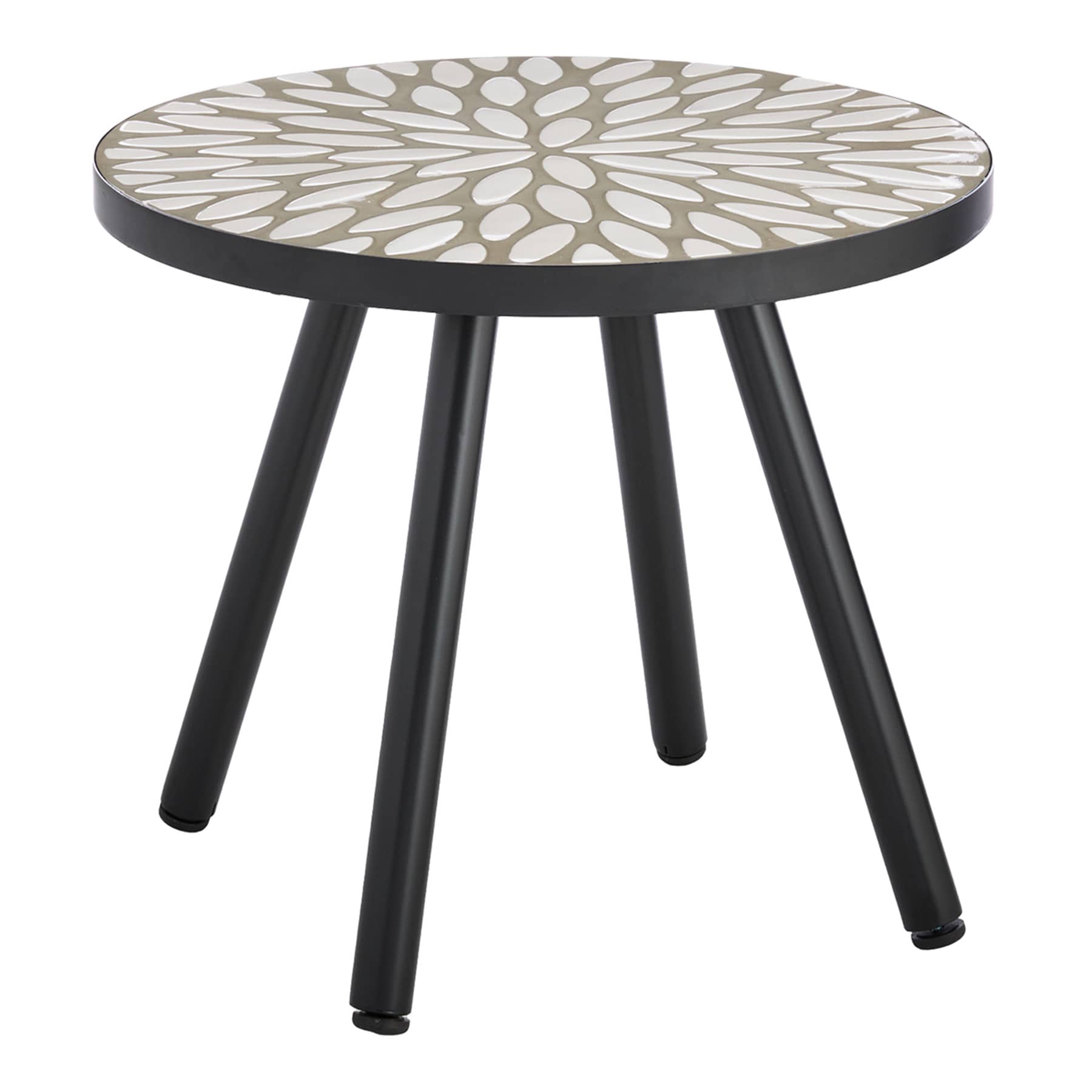 Found & Fable Mosaic Patio Side Table, White