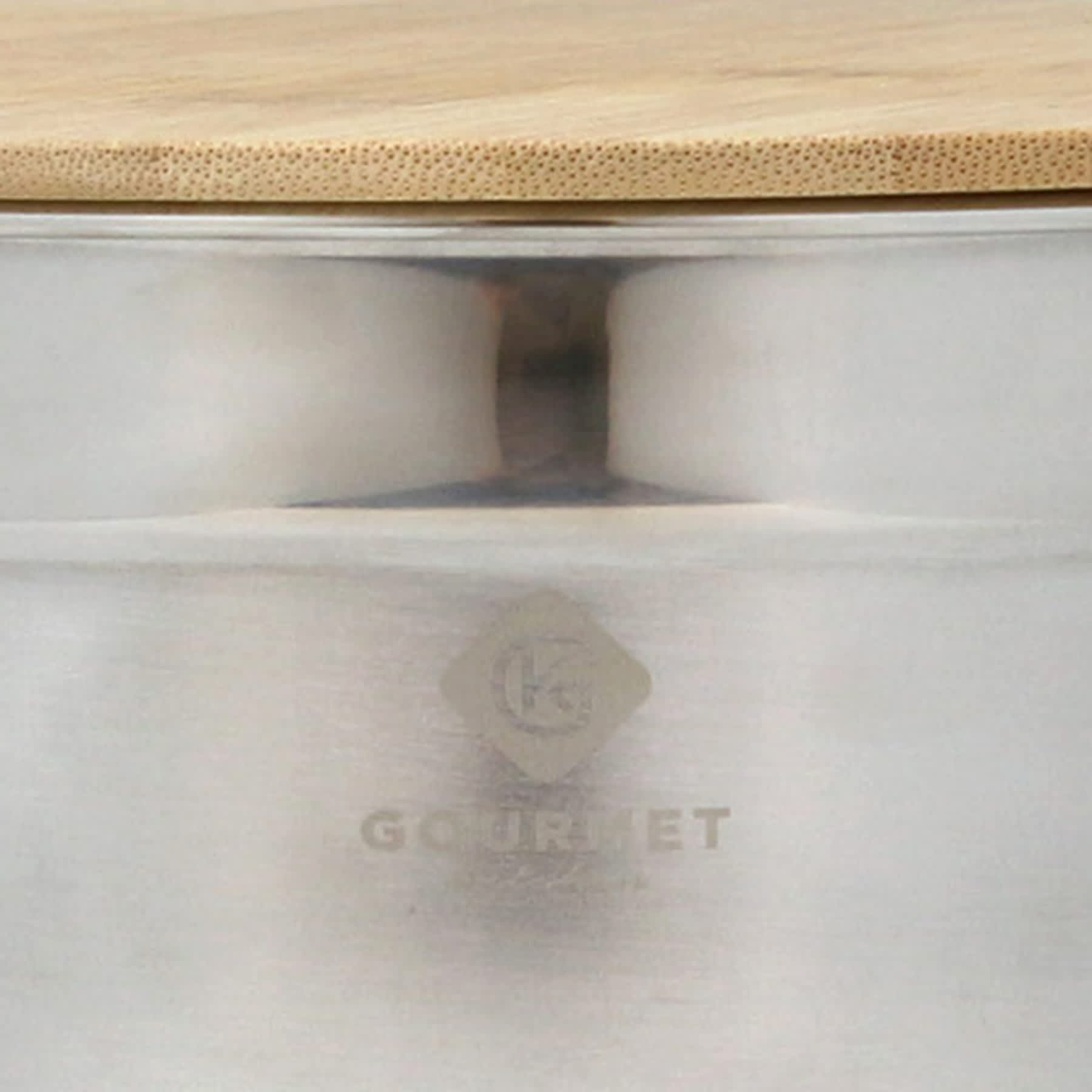 Silver Steel Mixing Bowl with Bamboo Lid, Small