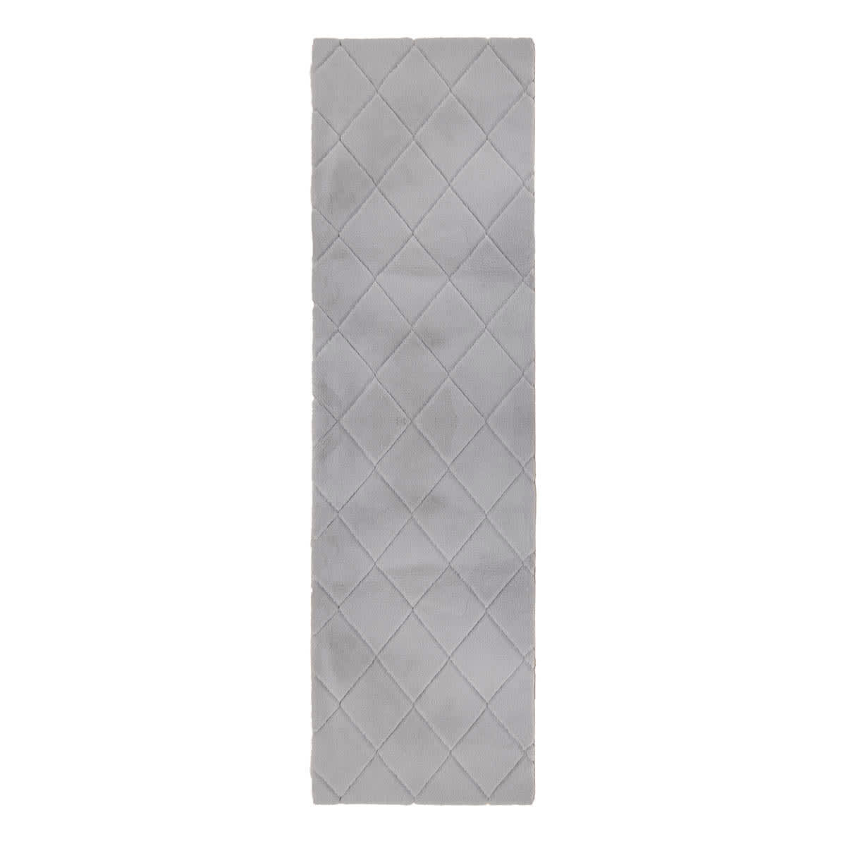 (C209) Grey Faux Rabbit Fur Runner, 2x7