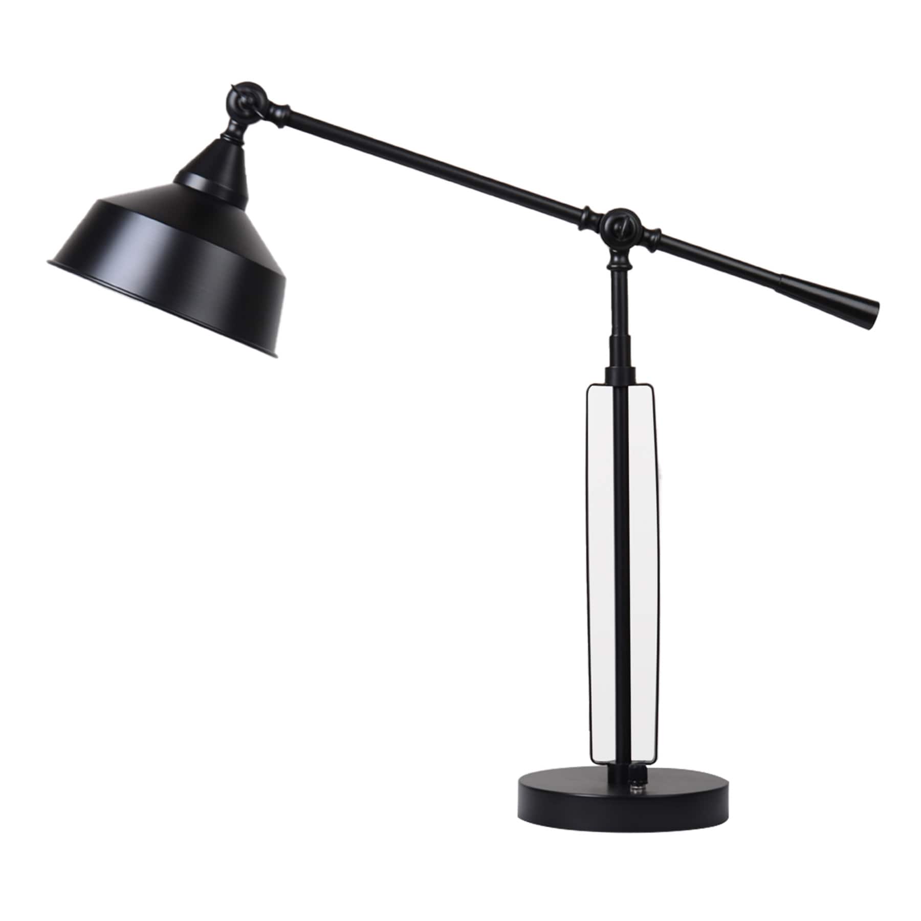Black Metal Adjustable Desk Lamp with USB, 25"