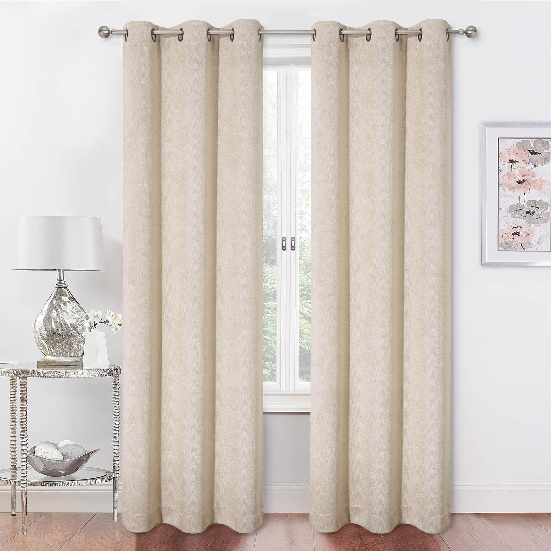 2-Pack Barnes Beige Blackout Grommet Curtain Panels, 84"