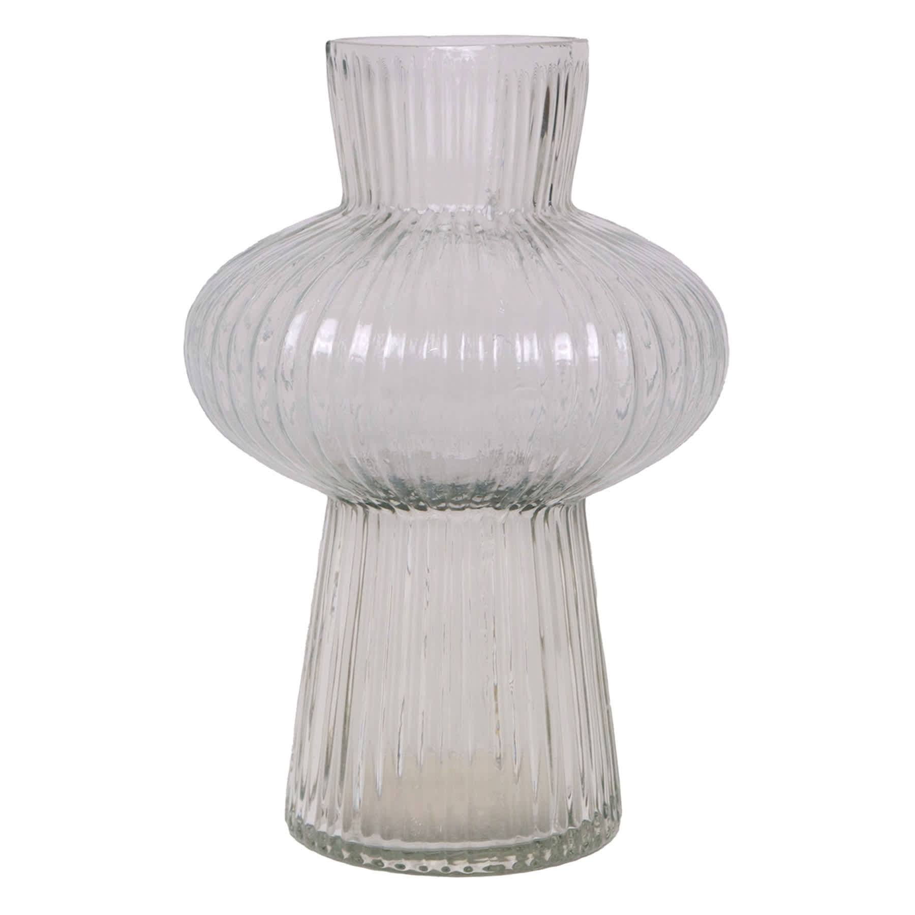 Clear Bubble Ribbed Glass Vase, 8.5"
