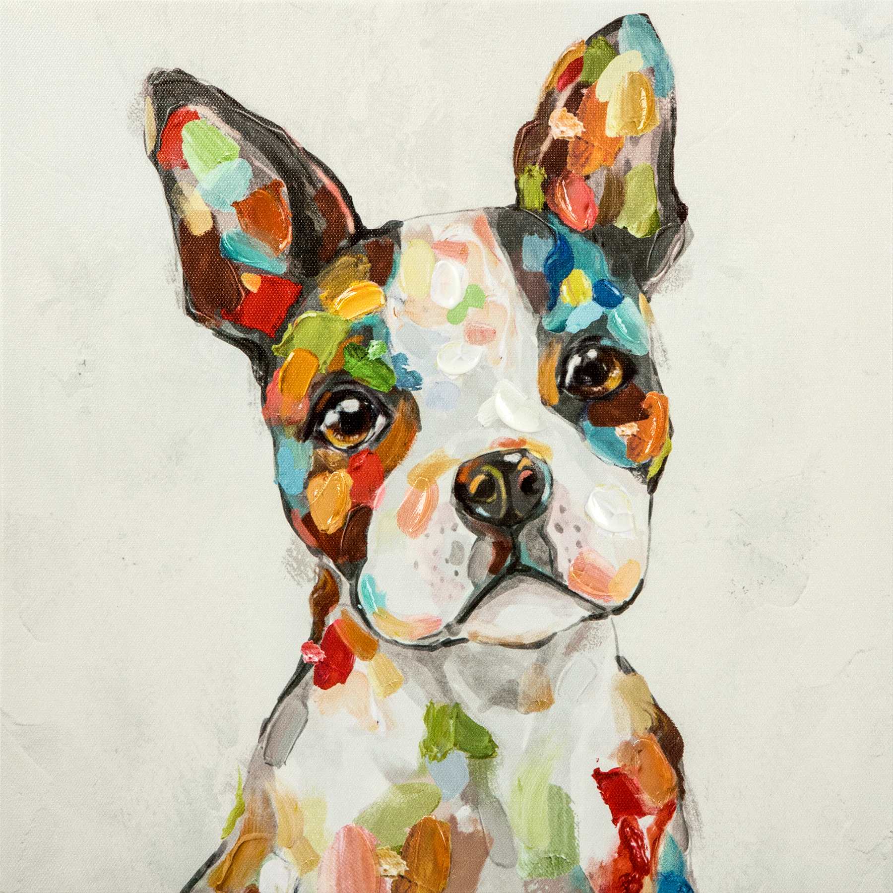 Rainbow Dog Portrait Canvas Wall Art, 12"