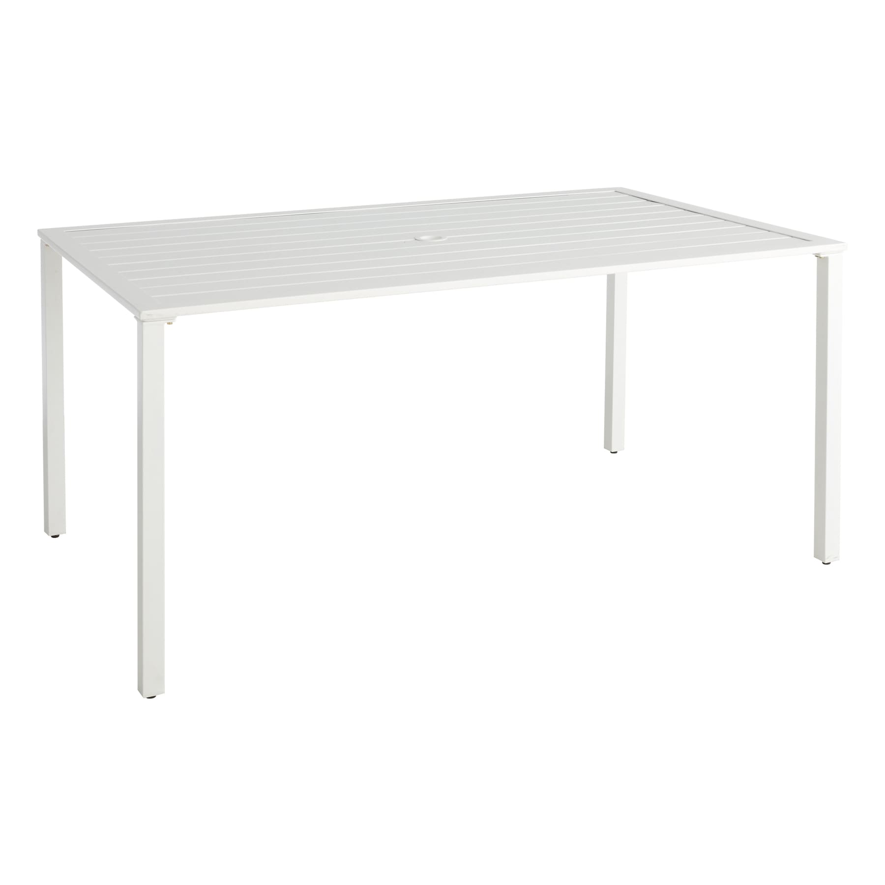 Grammercy White Steel Slat Patio Dining Table, 60x36