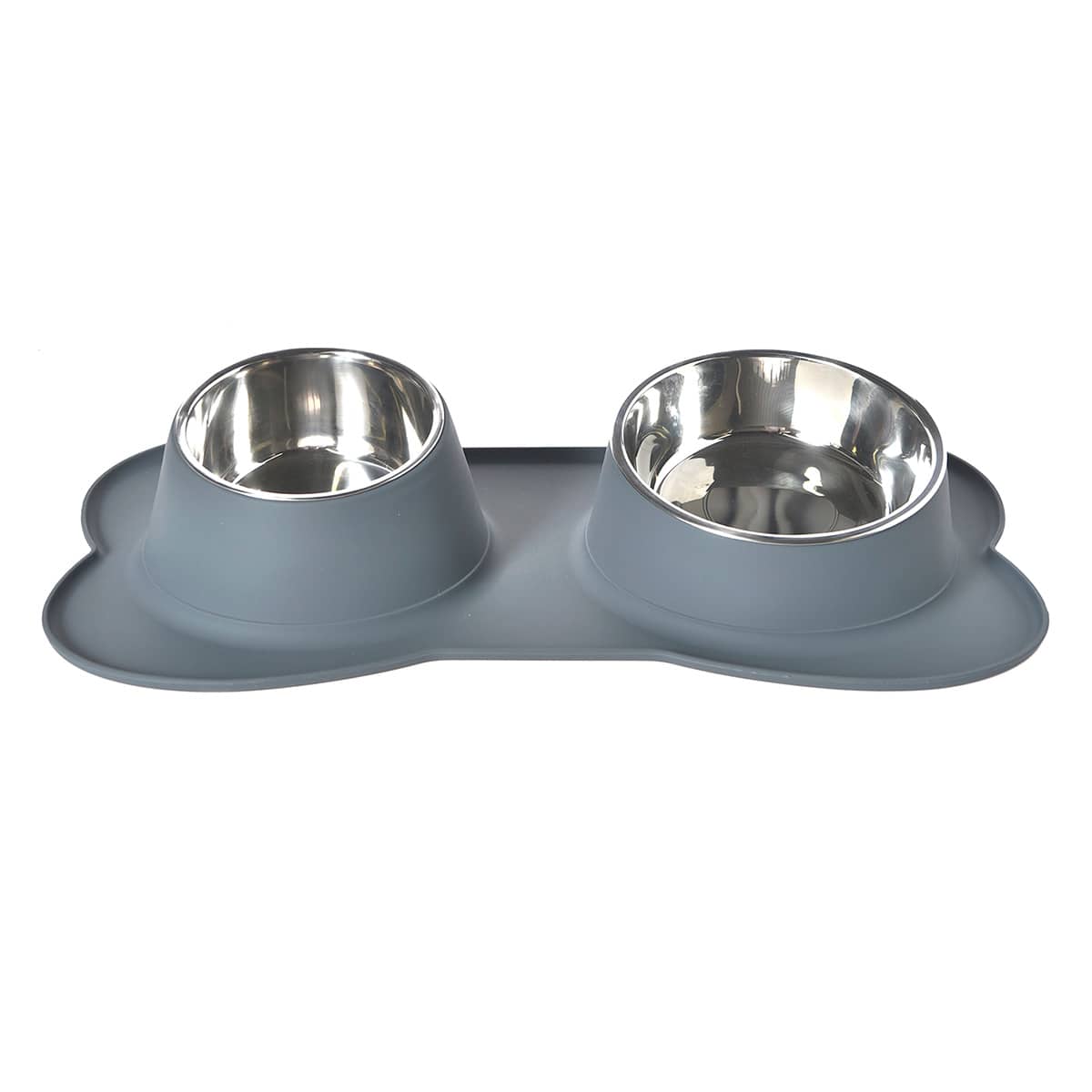 Silocone and Metal Double Pet Feeder