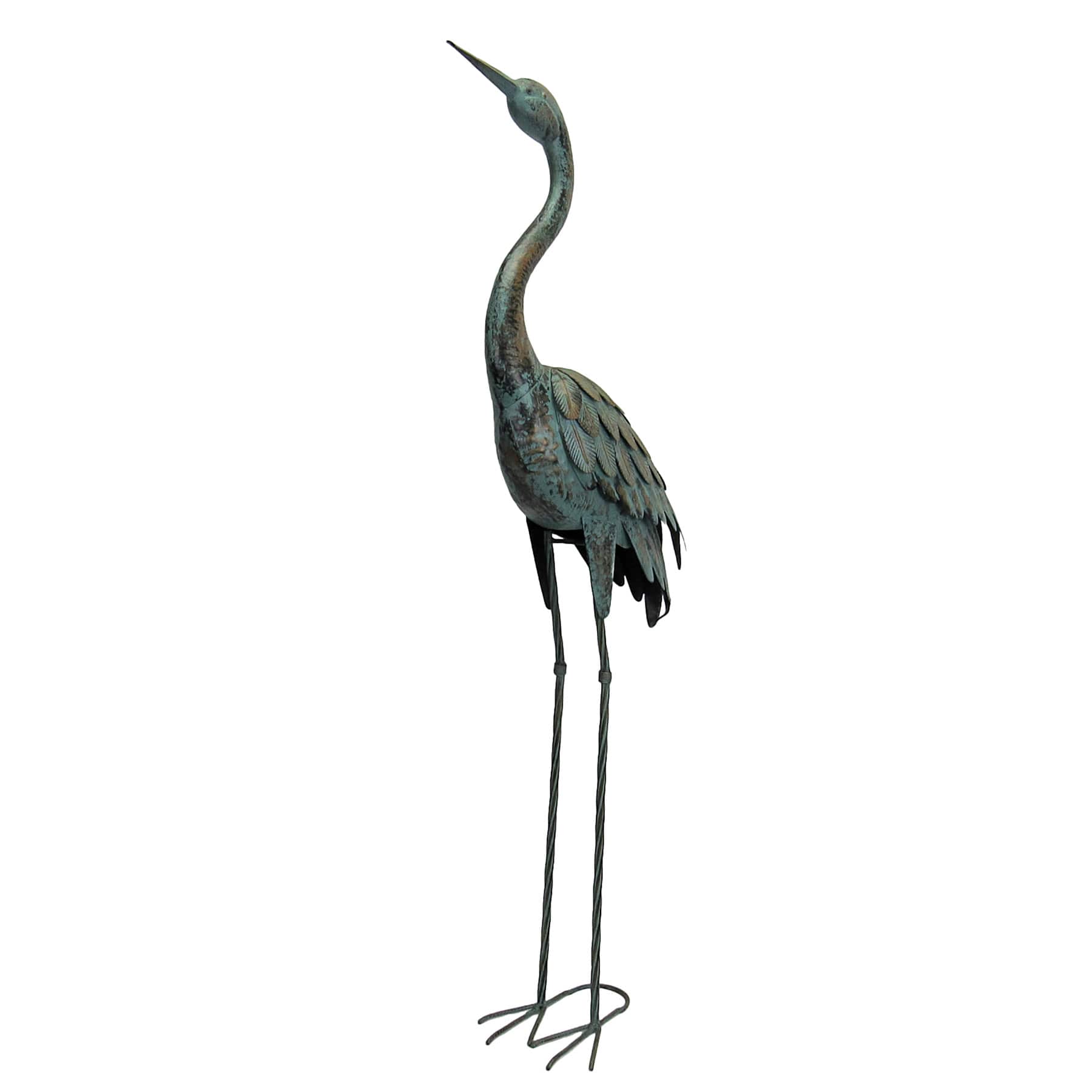 Metal Crane Outdoor Garden Statue, 43"