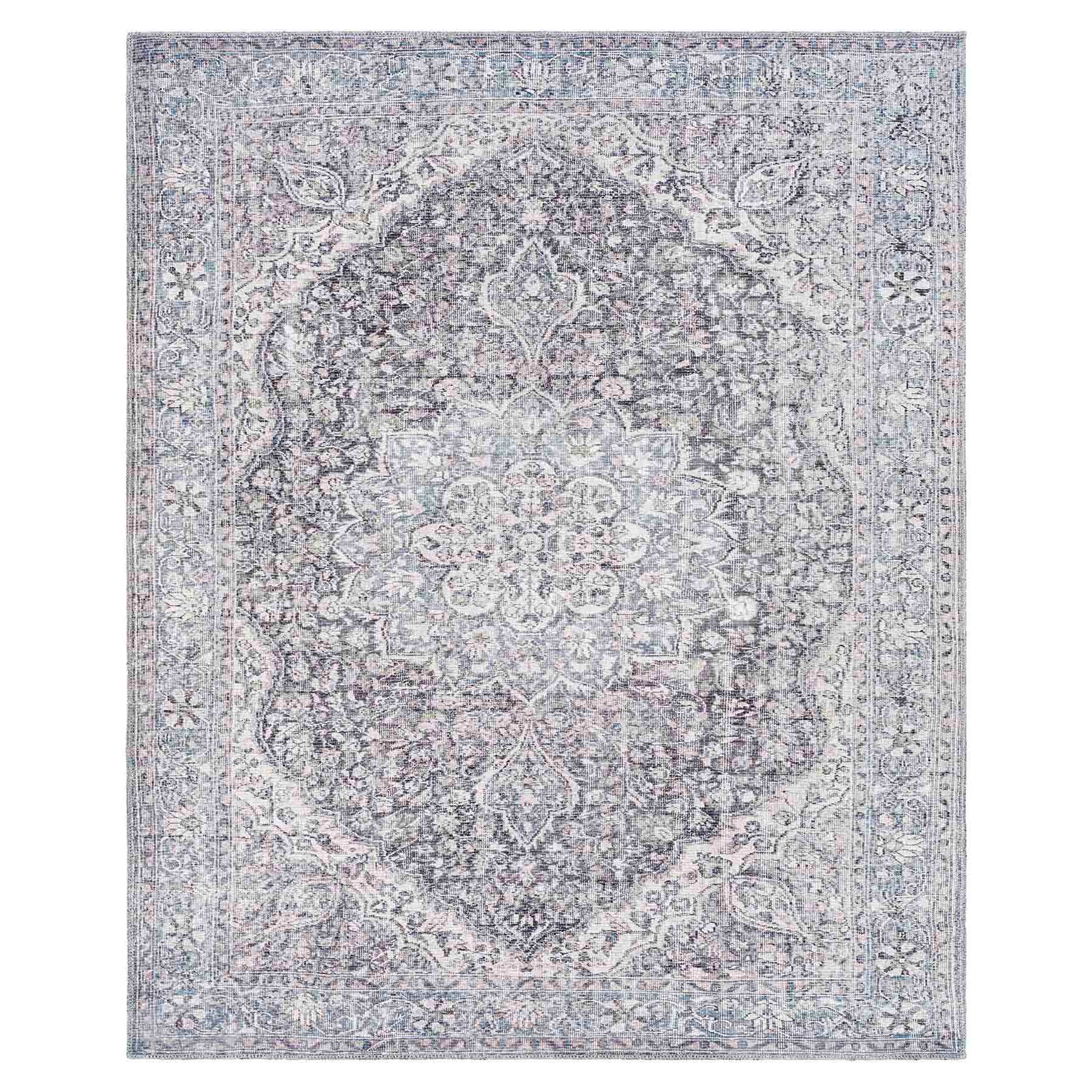 (B785) Colin Blue Medallion Washable Area Rug, 8x10