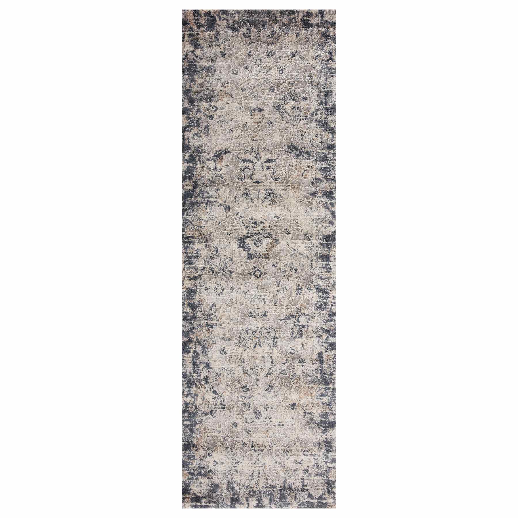 (D492) Honeybloom Muneer Blue & Beige Runner, 2x7