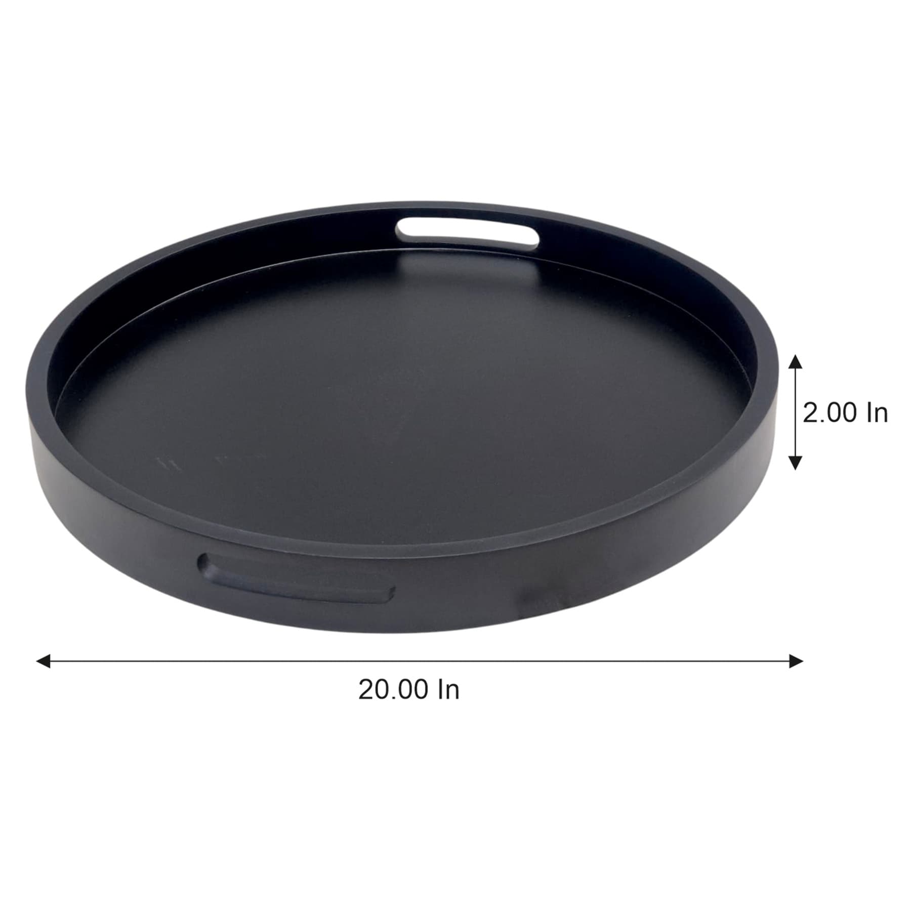 Black Acacia Wood Round Tray, 20"