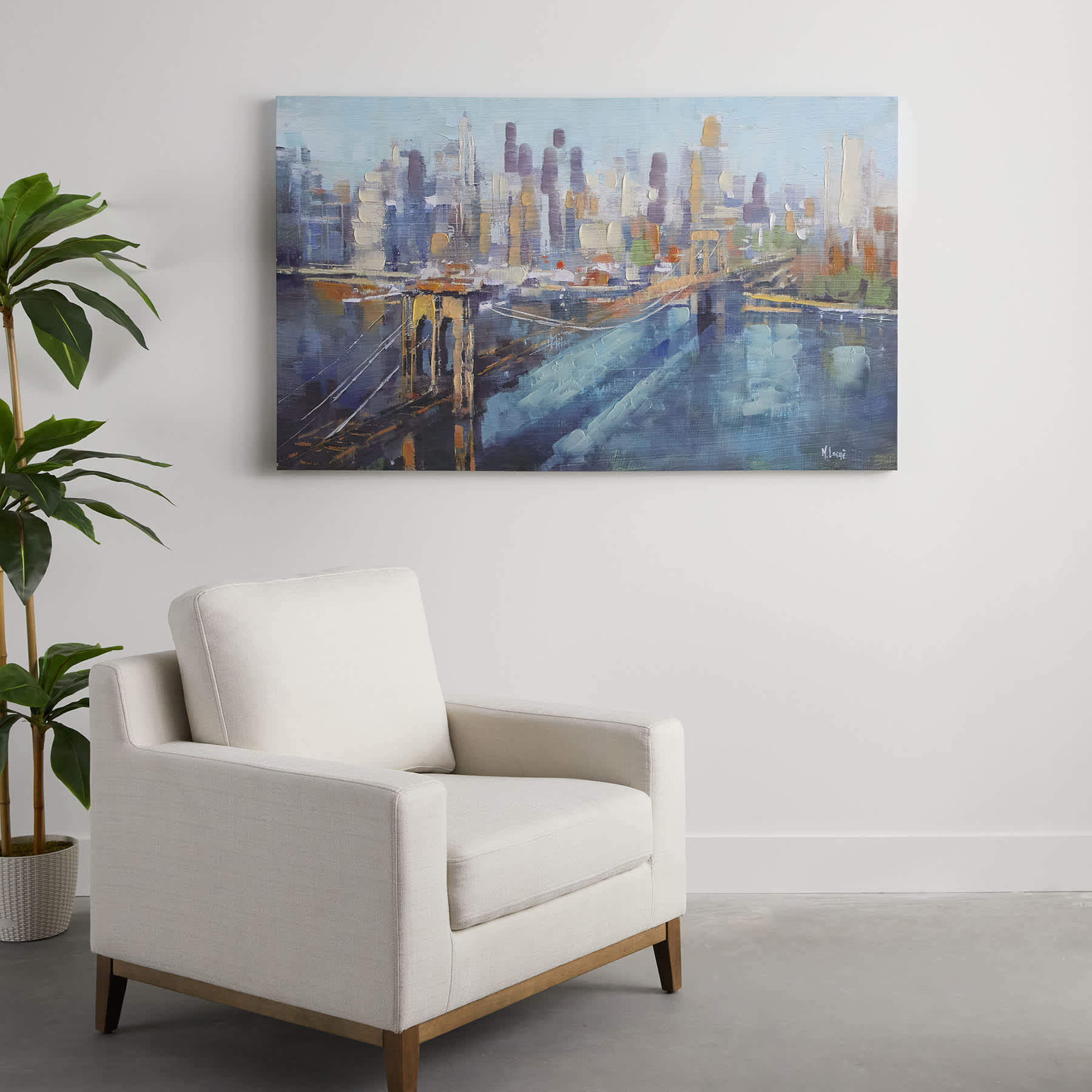 Brooklyn Bridge Embellished Canvas Wall Art, 60x36