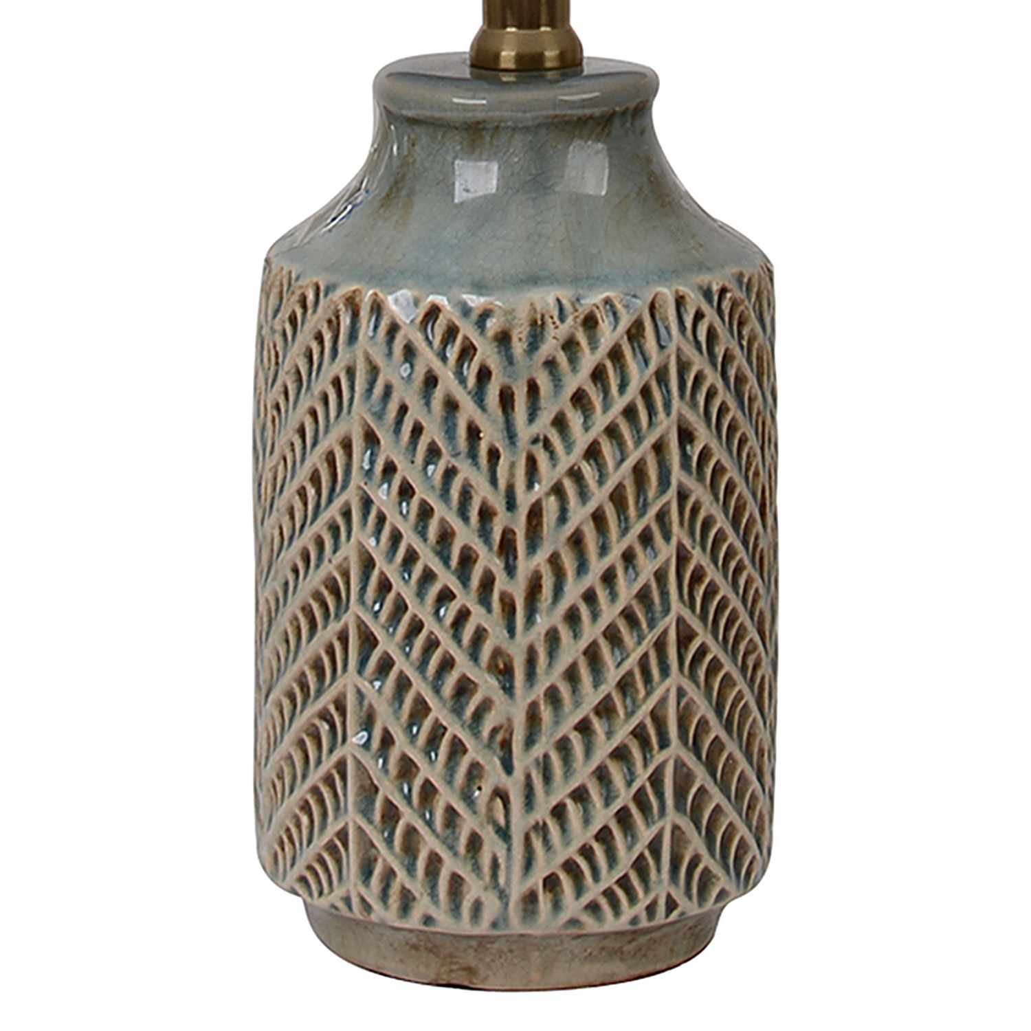 Green & Brown Ceramic Reactive Textured Small Table Lamp with Shade, 19"