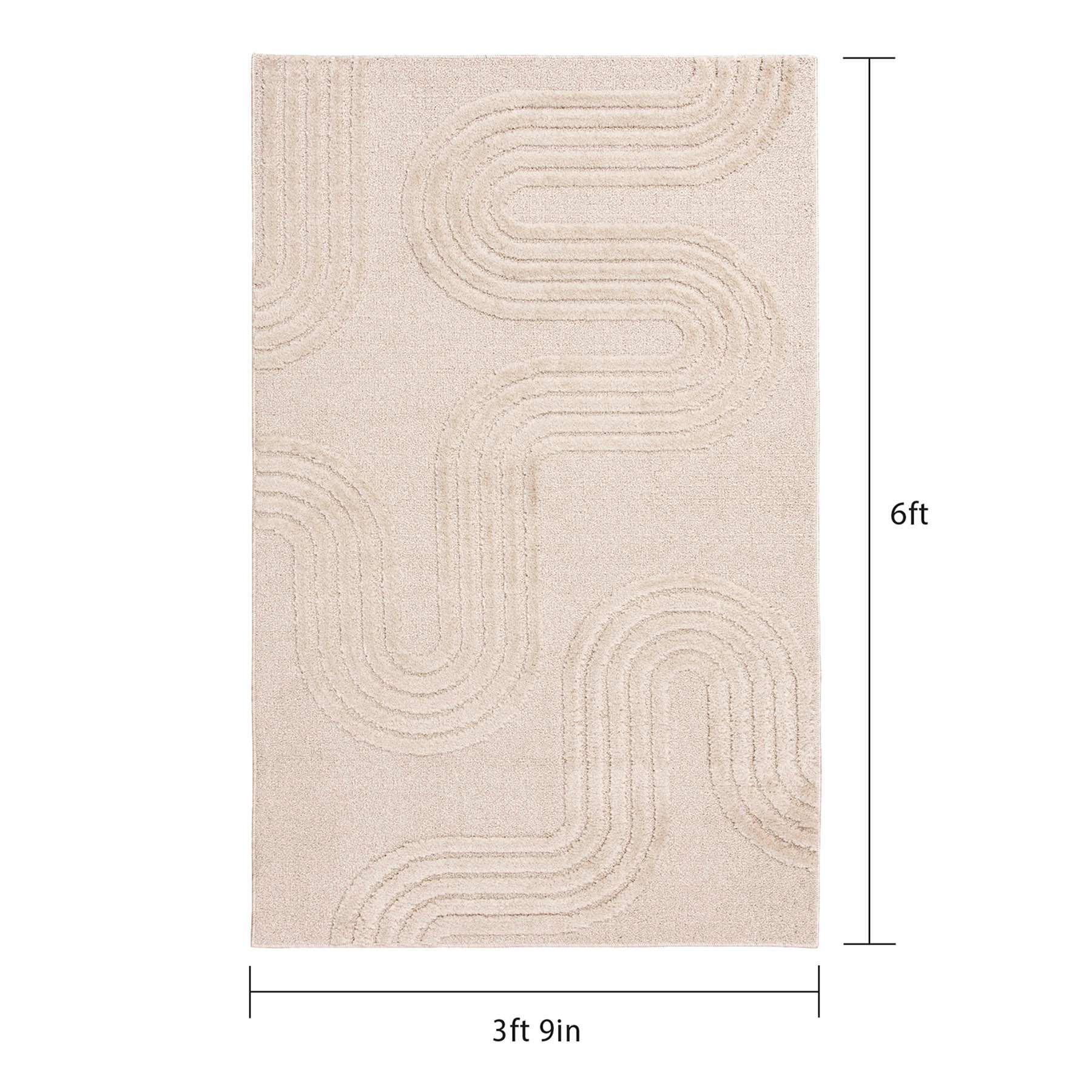White Tufted Accent Rug, 4x6
