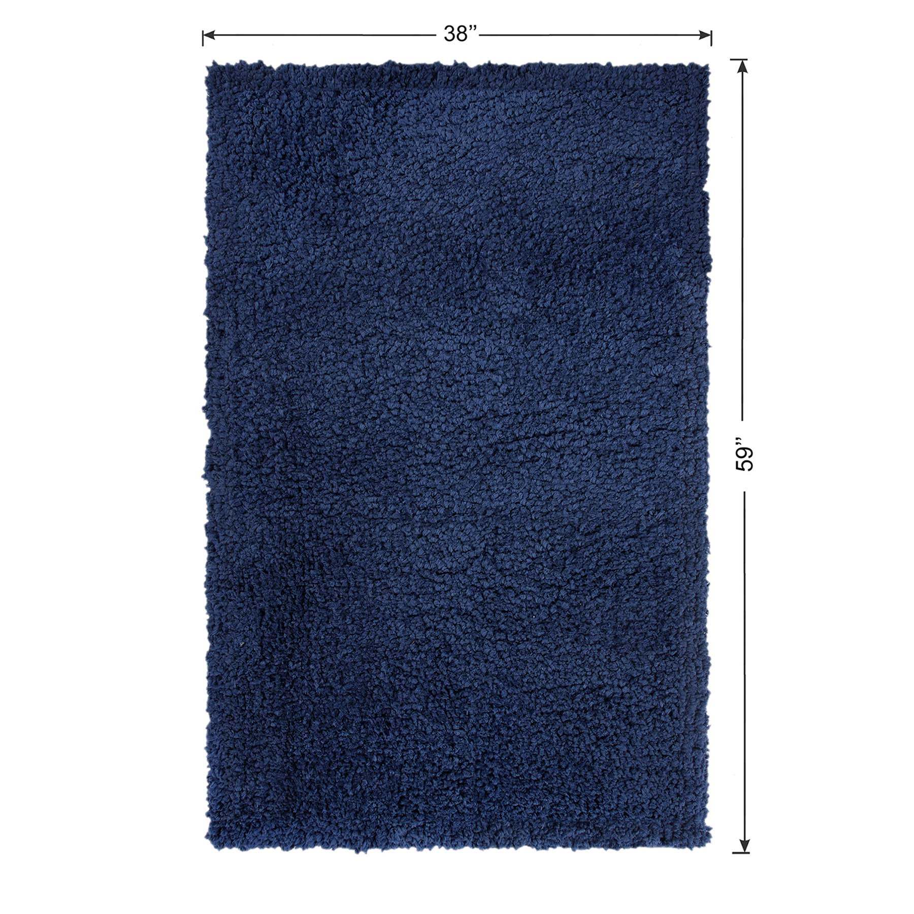 (C194) Kodiak Navy Blue Shag Accent Rug, 3x5