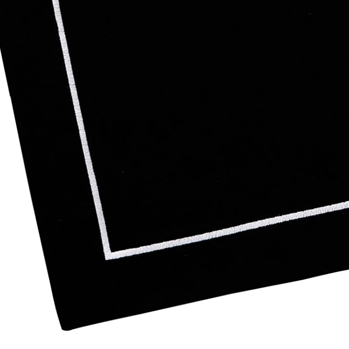 Set of 4 Black with White Embroidery Placemats, 13x19