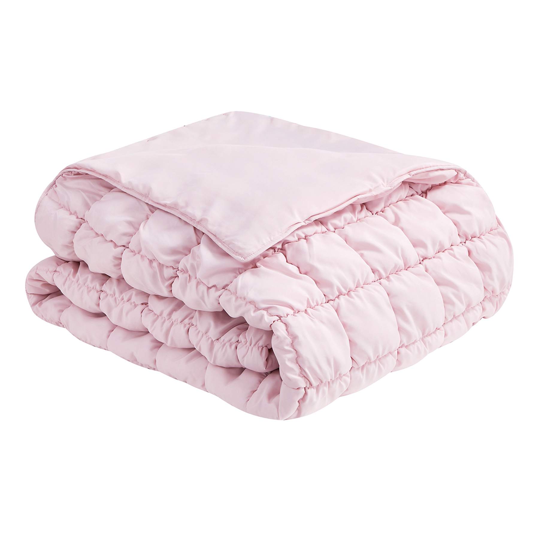 2-Piece Pink Grid Microfiber Quilt Set, Twin/Twin XL