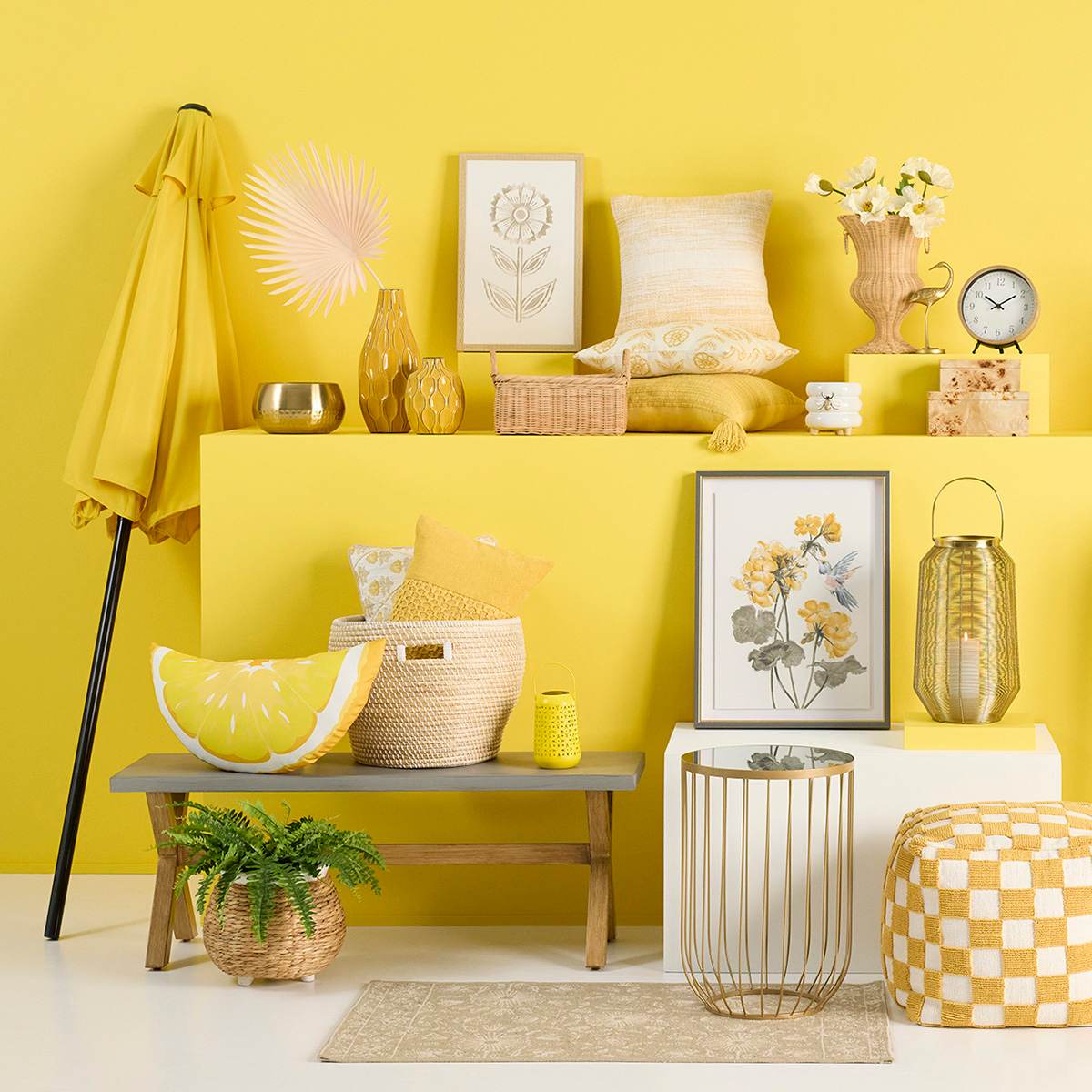 Milos Yellow Throw Pillow, 18"