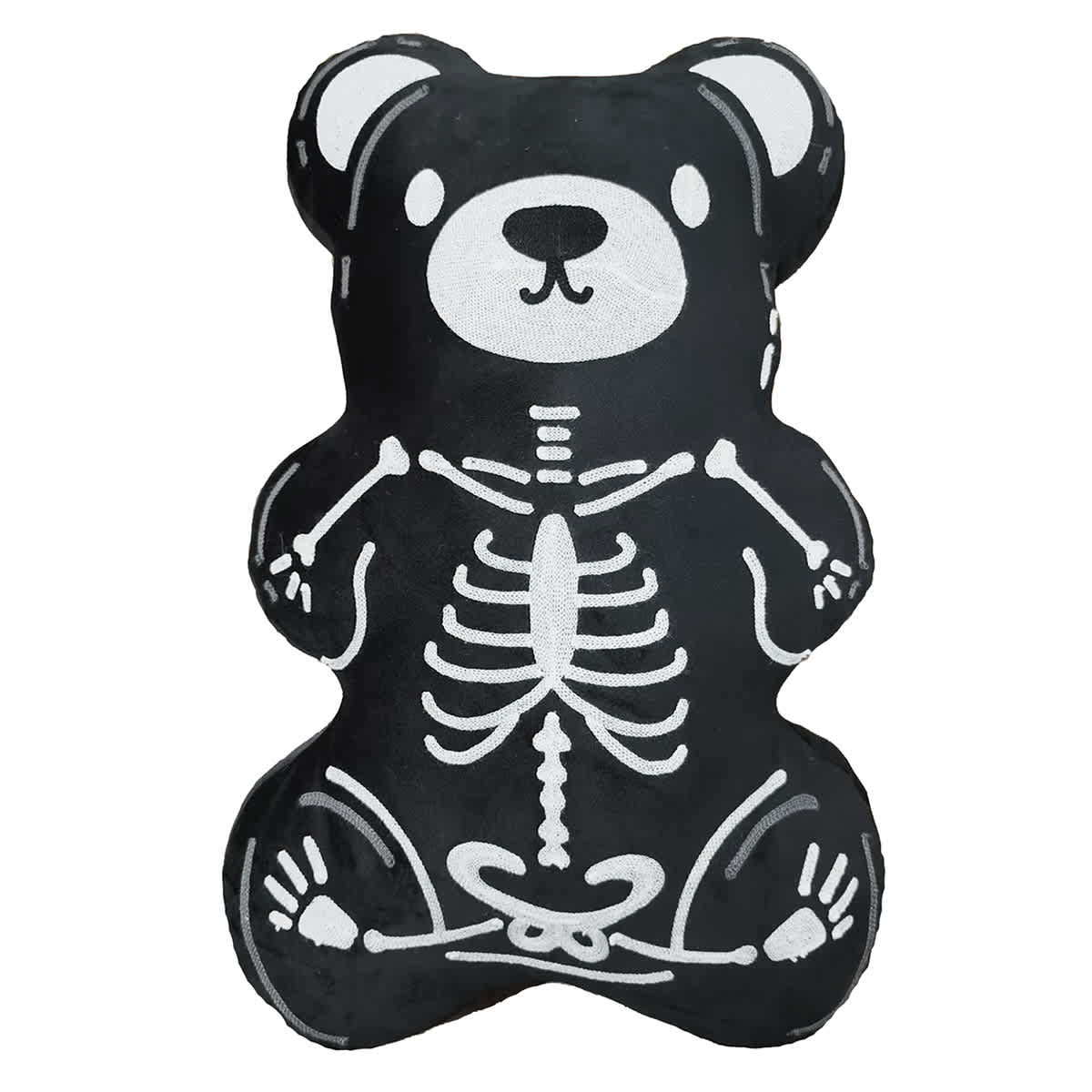 Skeleton Bear Shaped Throw Pillow, 24x15