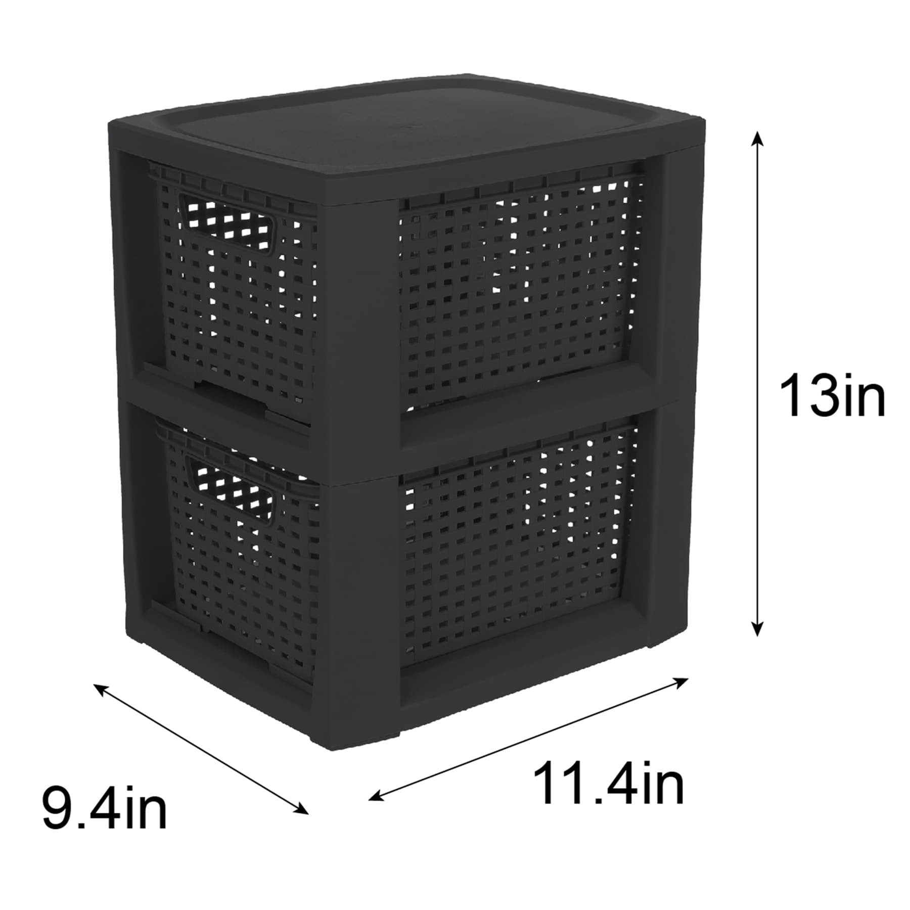 2-Layer Woven Drawer Set, Black