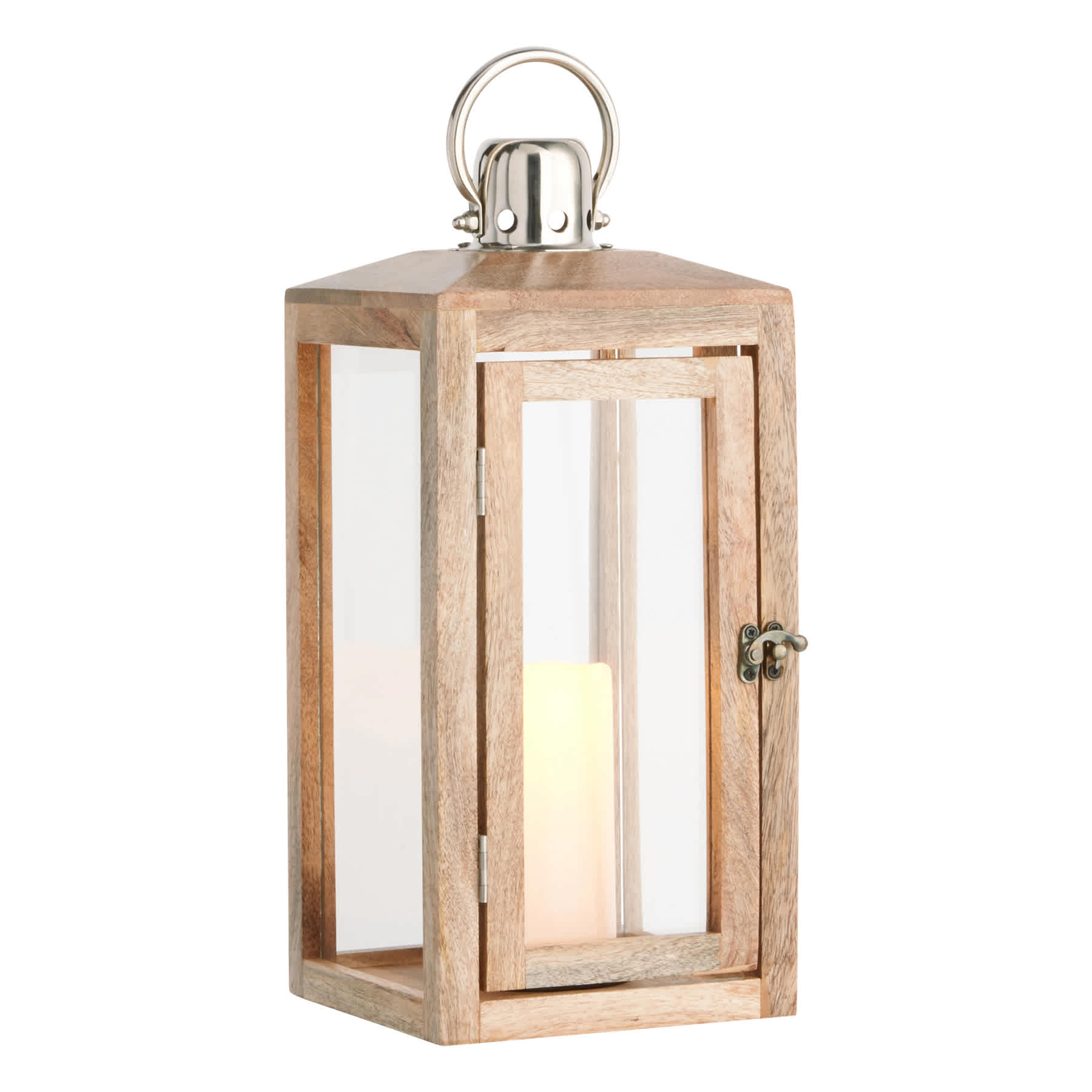 Honeybloom Natural Wood Lantern, 18"