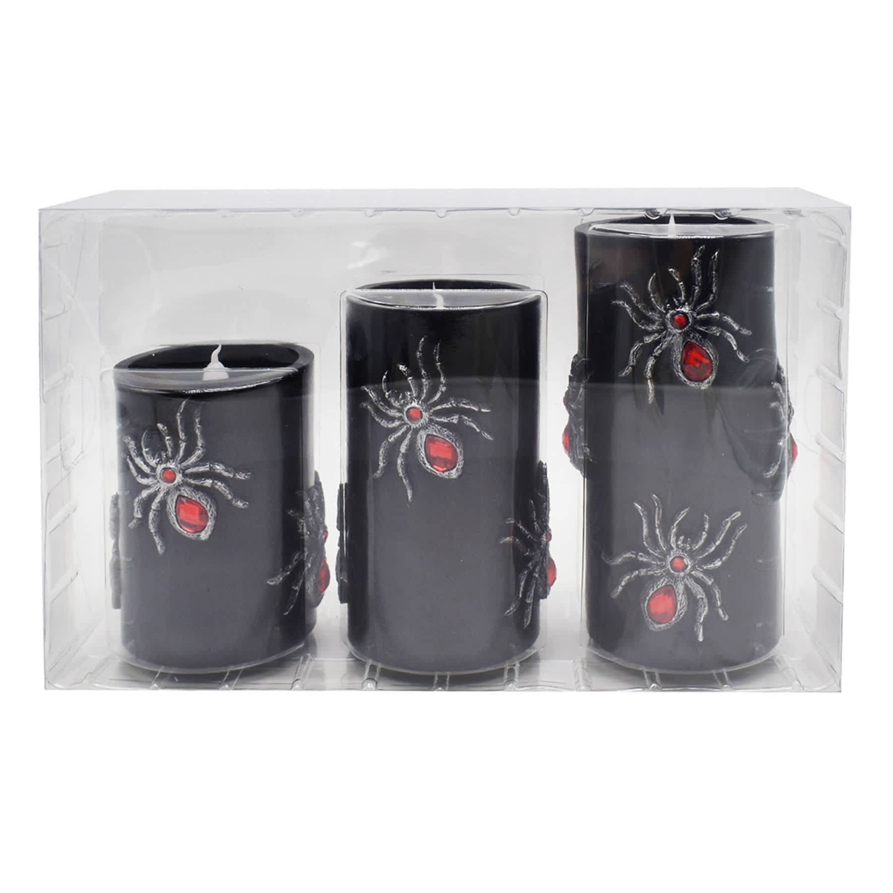 3-Pack Spider LED Pillar Candles