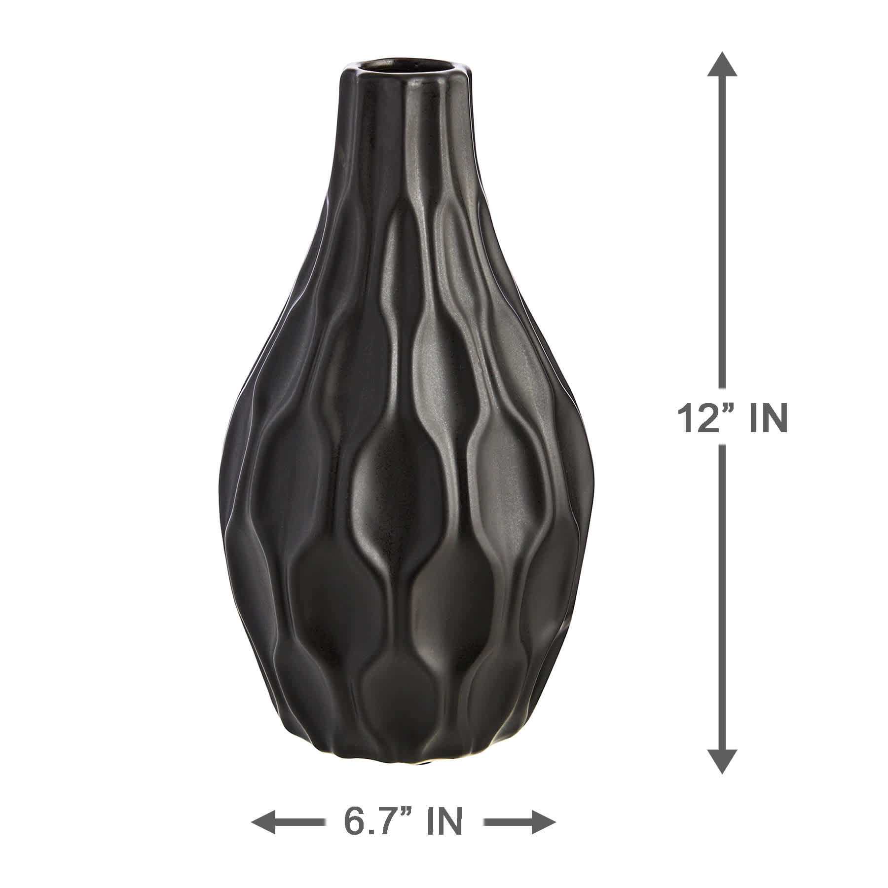 Katherine Matte Black Vase, 12"