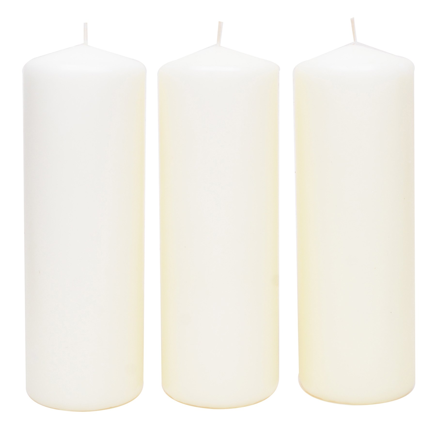 3-Pack Ivory Unscented Overdip Pillar Candles, 7.6"