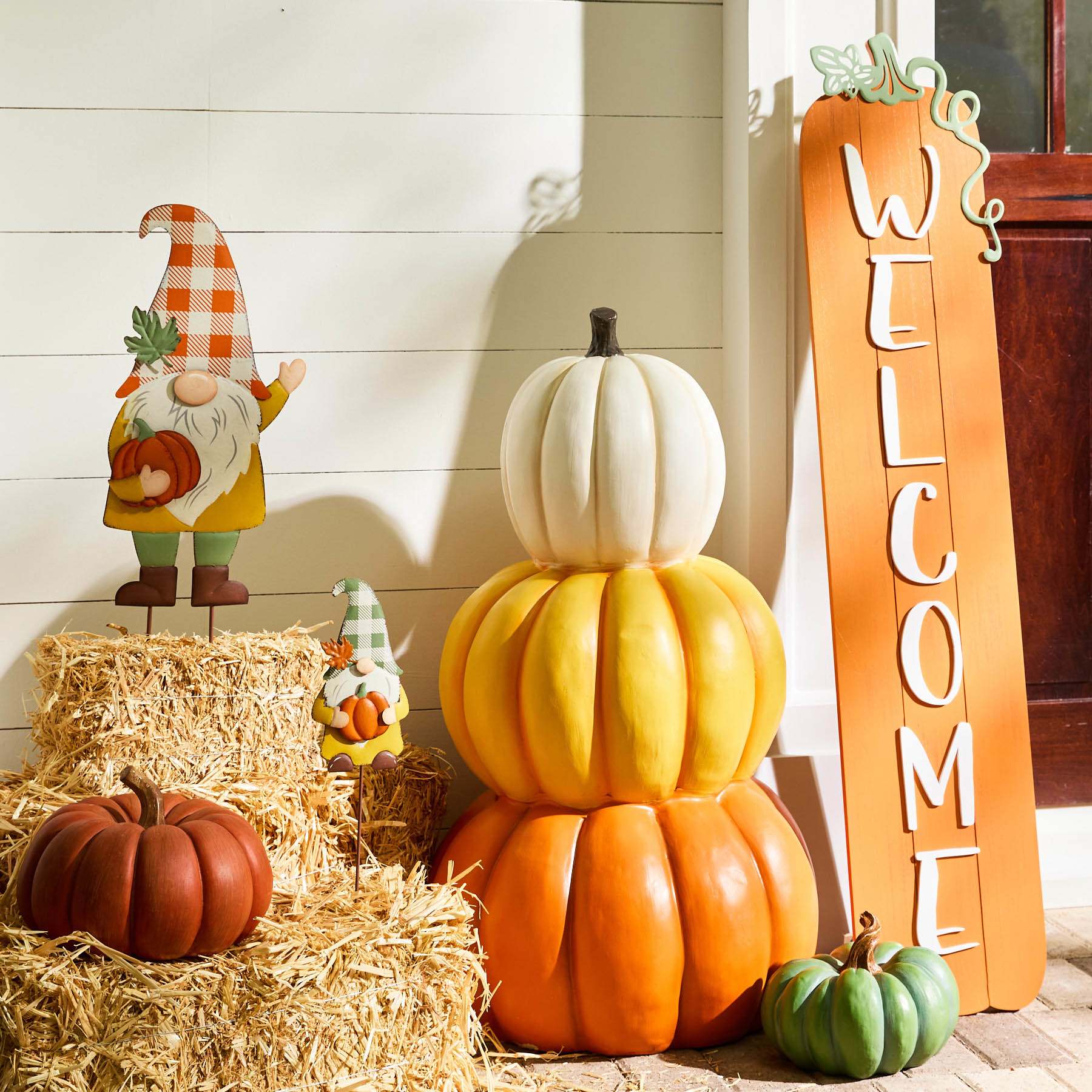 Homespun Harvest Pumpkin Shaped Welcome Leaner, 47"