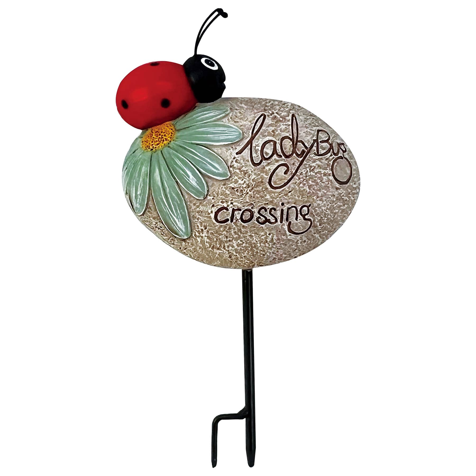 Honeybloom Ladybug Stone Sentiment Plant Yard Pick, 8.1"