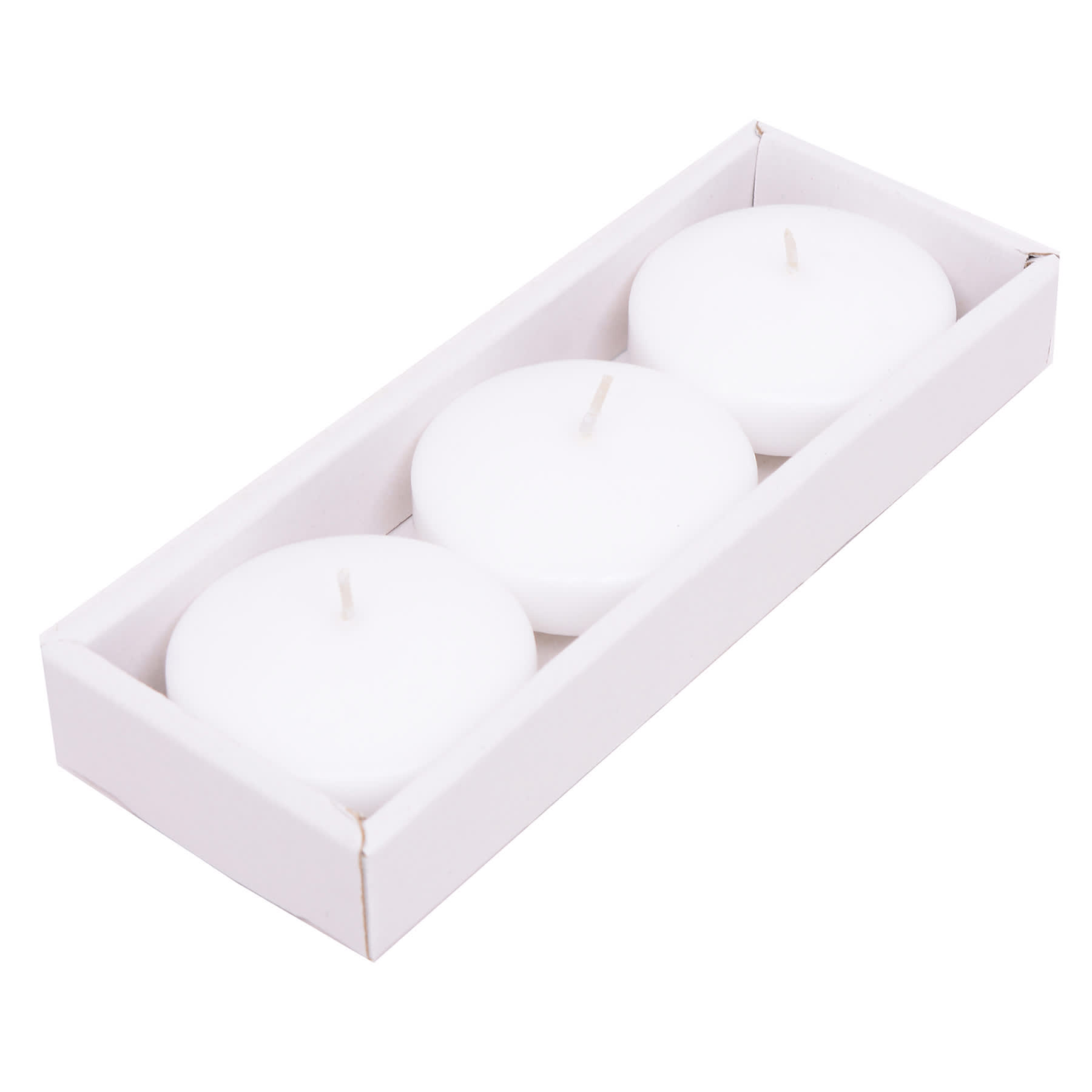 3-Pack Unscented Floating Overdip Candles, White
