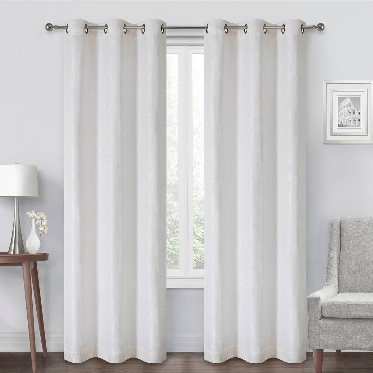 Oakdale Ivory Light Filtering Grommet Single Curtain Panel, 84"