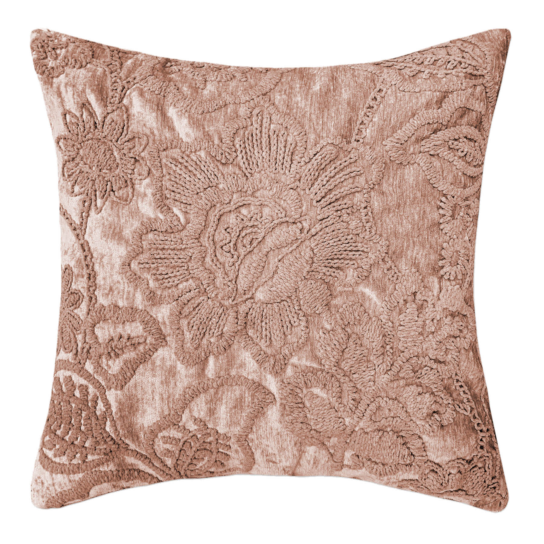 Frannie Pink Floral Embroidered Throw Pillow, 18"