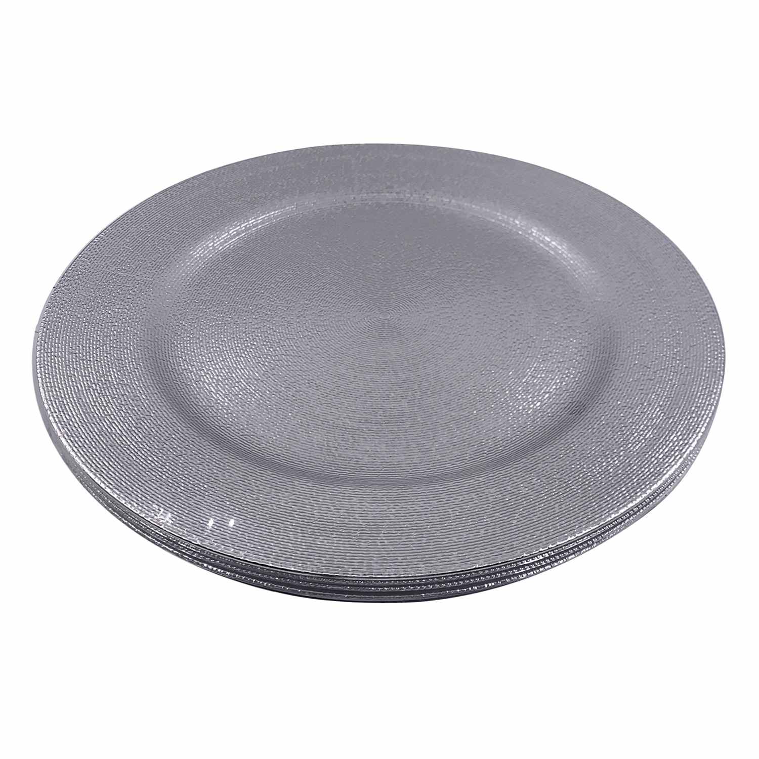 Set of 4 Silver Charger Plates