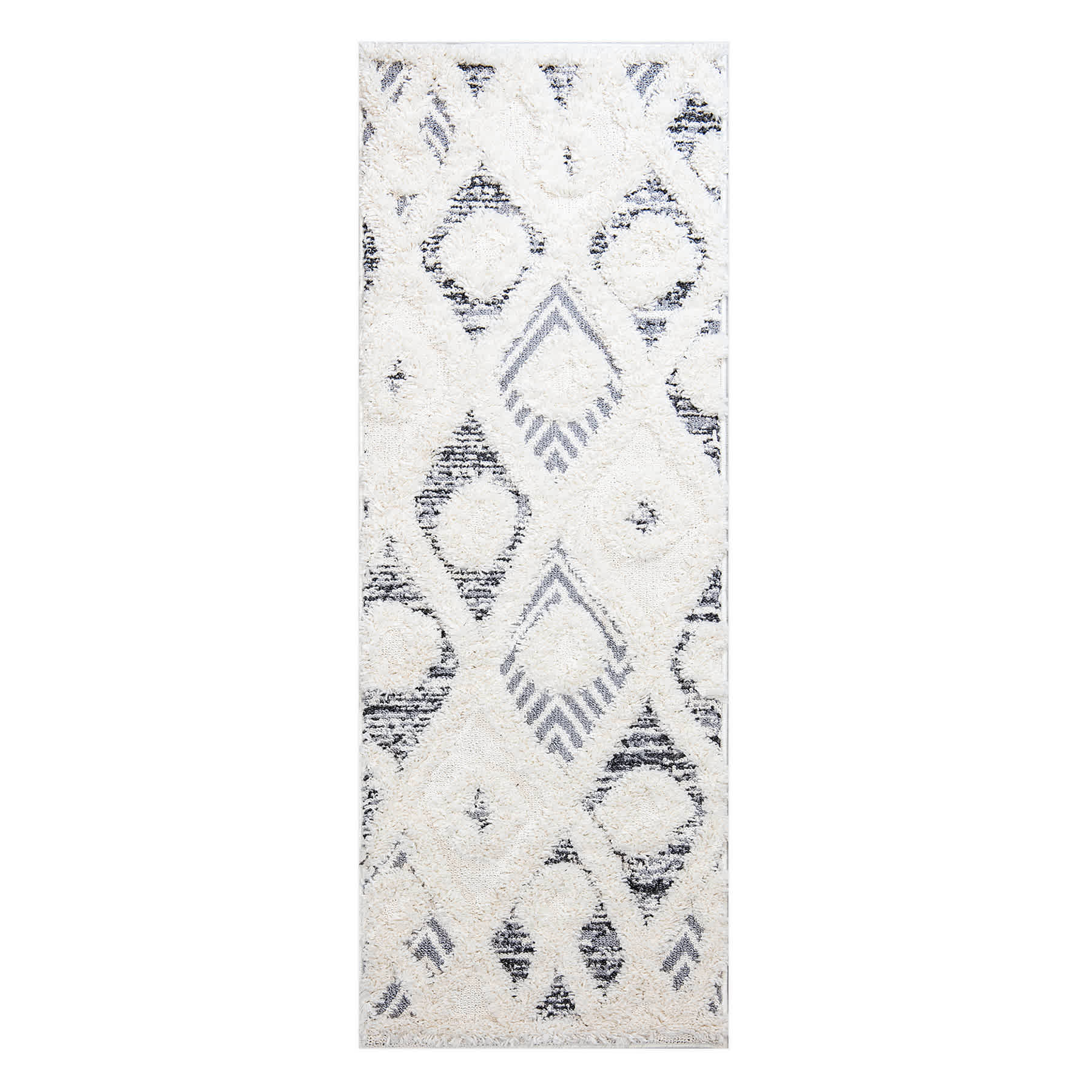 (B712) Found & Fable Gloria Cream Diamond Design Runner, 2x4