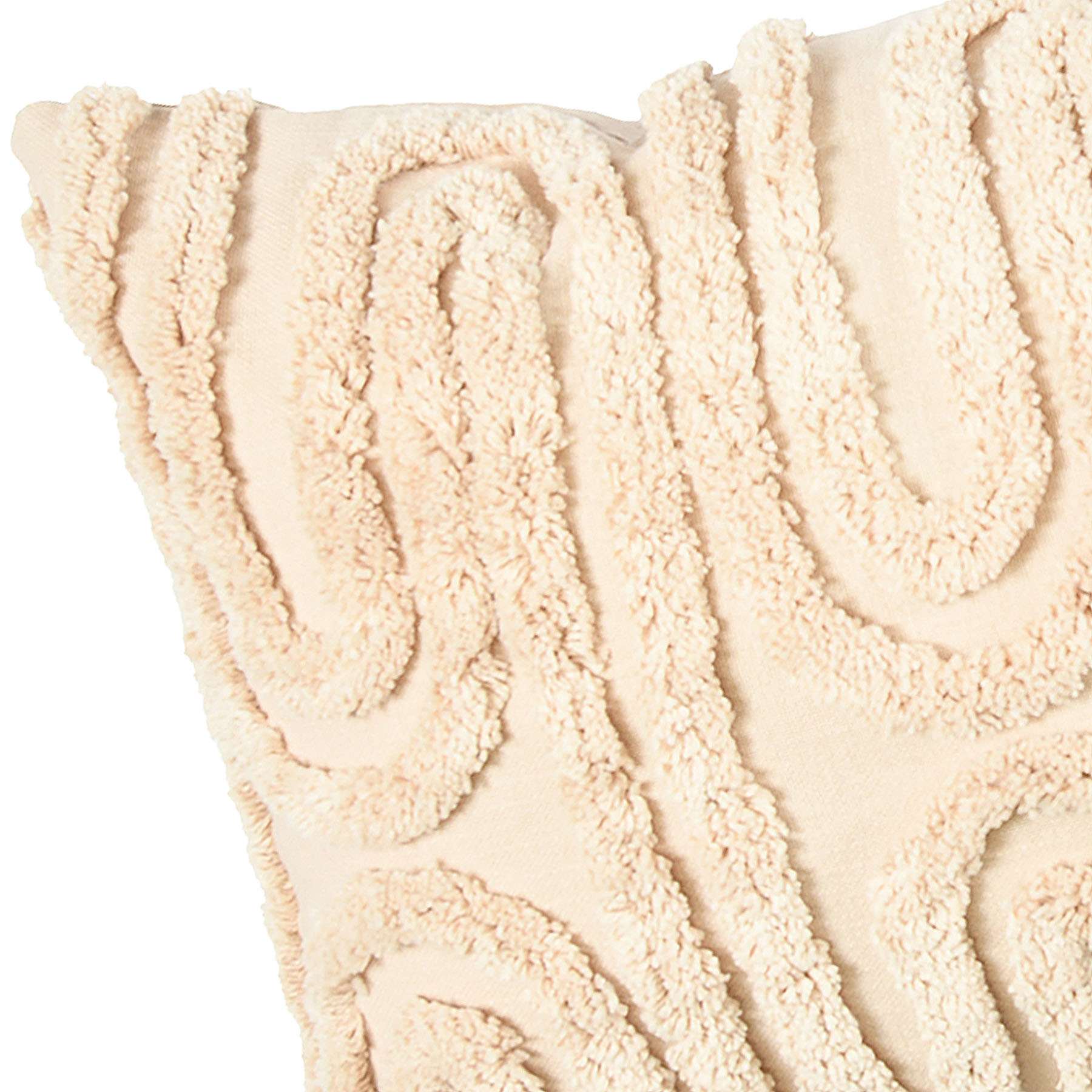 Beige Tufted Wave Throw Pillow, 14x26