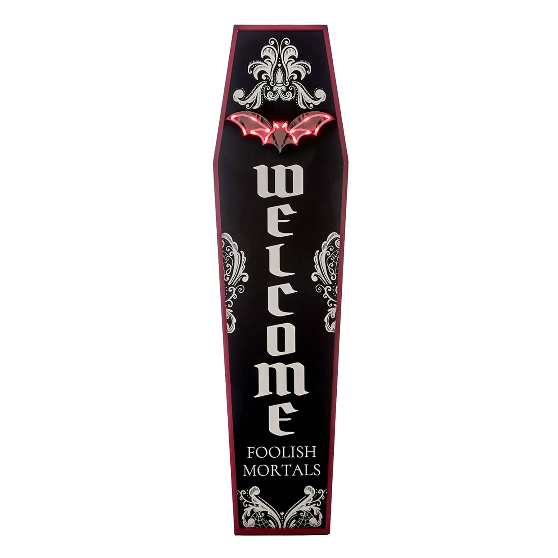 Midnight Shadows LED Welcome Foolish Mortals Leaner, 47"
