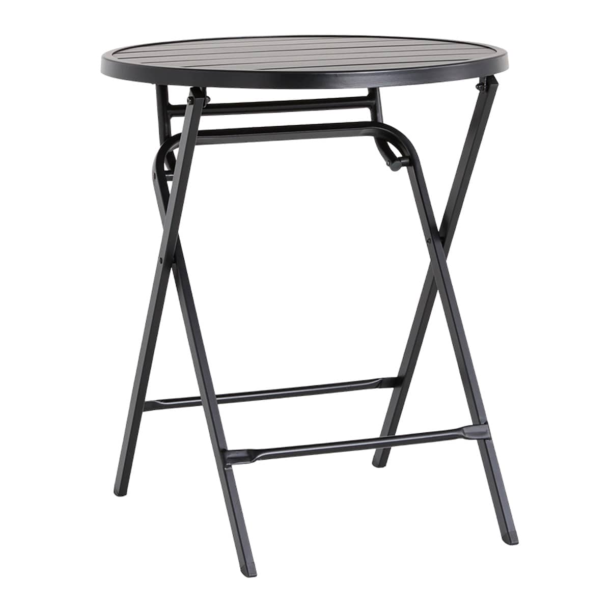 Crosby St. Slat Metal Patio Folding Table, Black