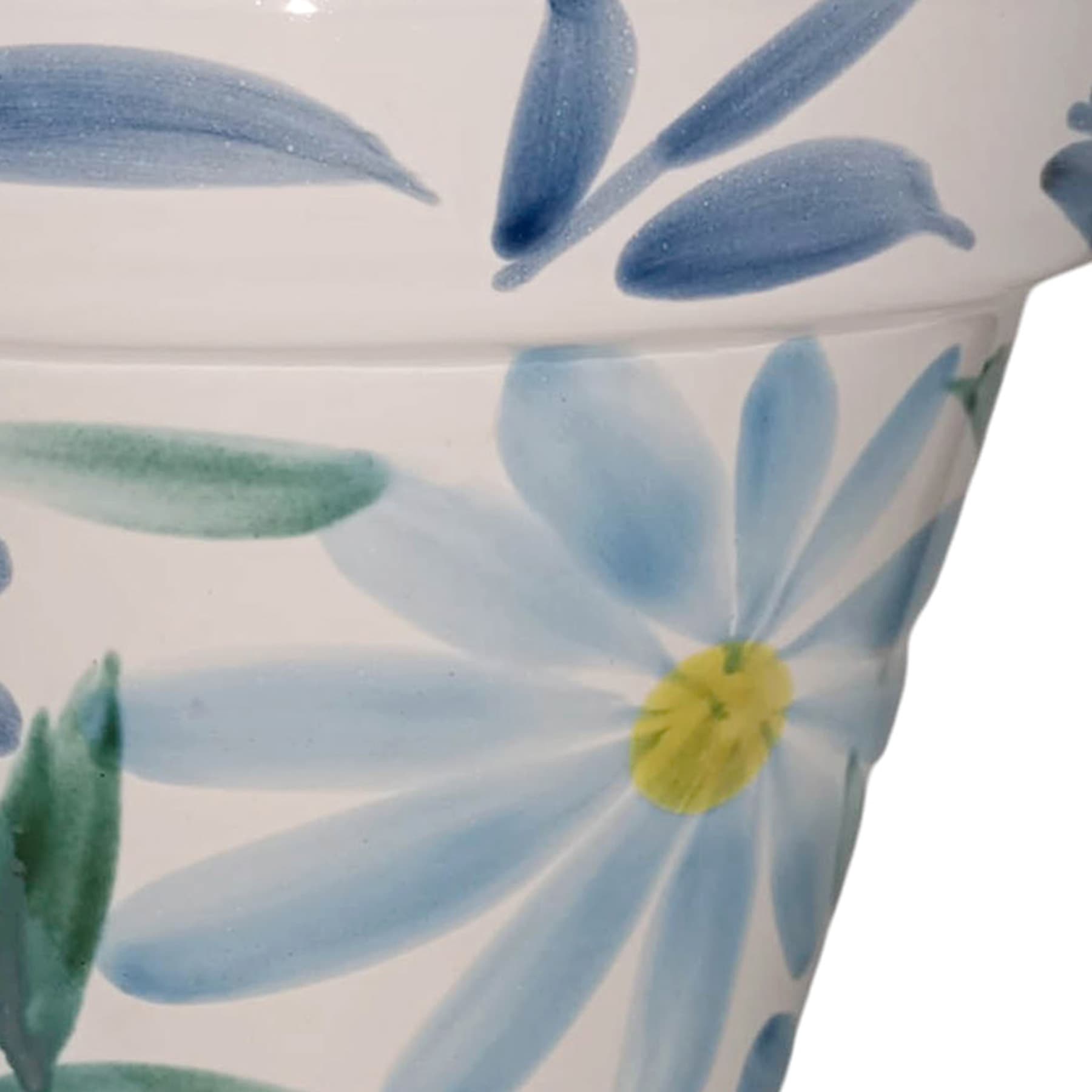 Hand Painted Spanish Blue Daisy Outdoor Planter, Medium