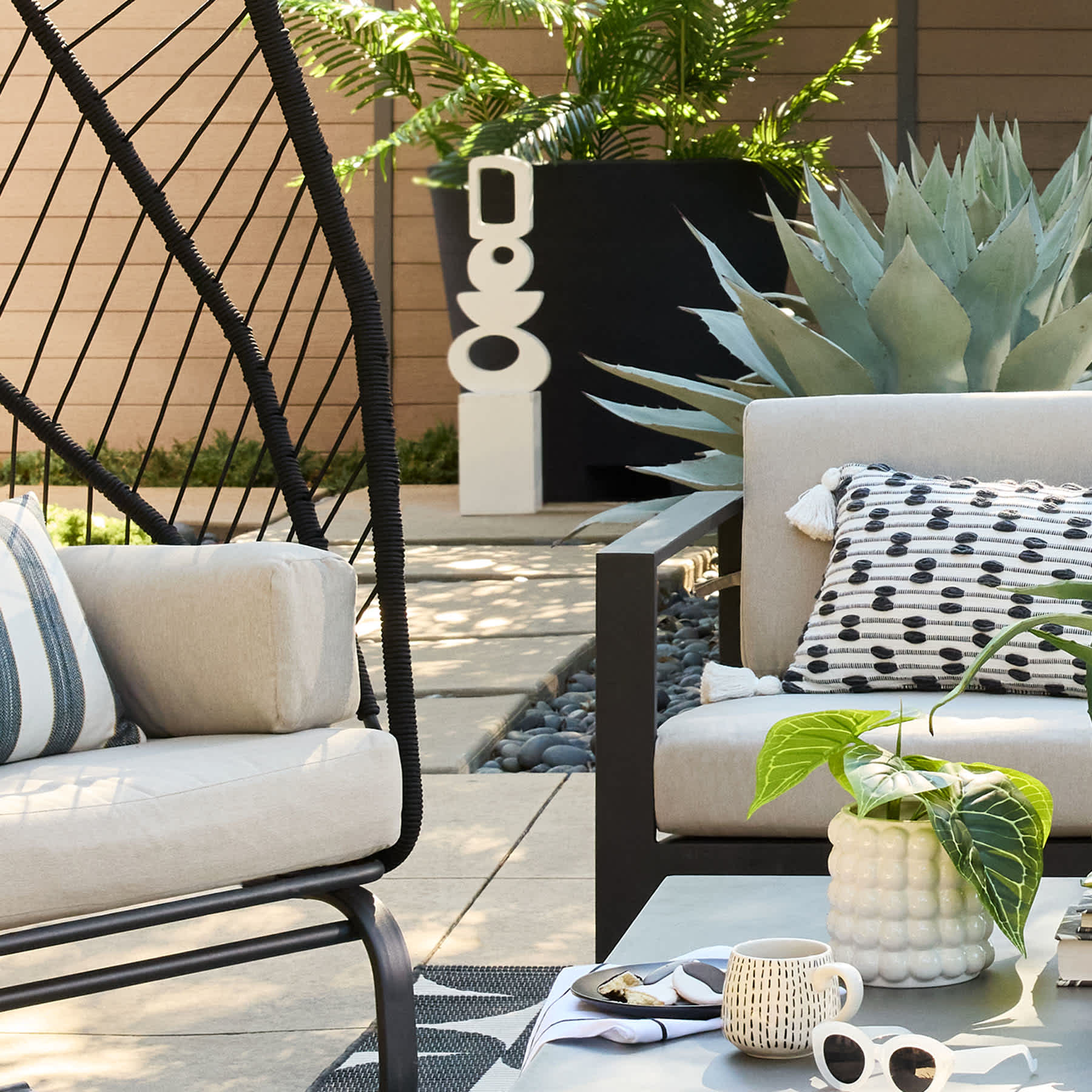 Crosby St. White Geometric Outdoor Garden Statue, 36.6