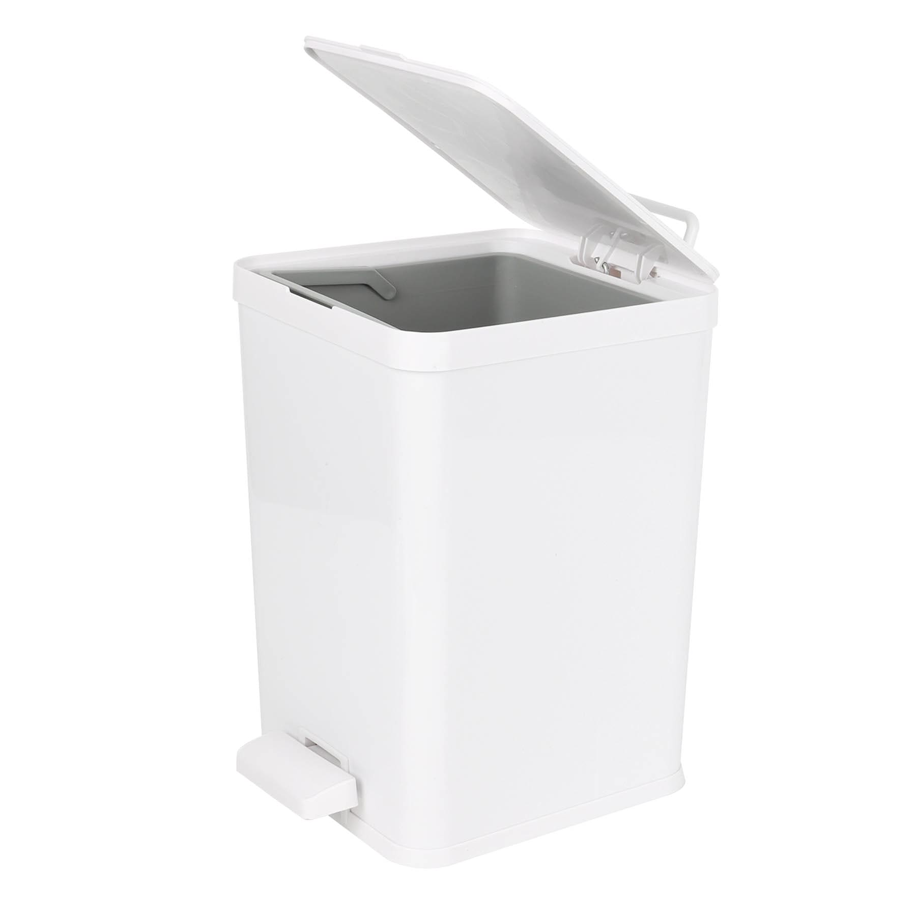 White Step Trash Can with Removable Inner, 8.5l