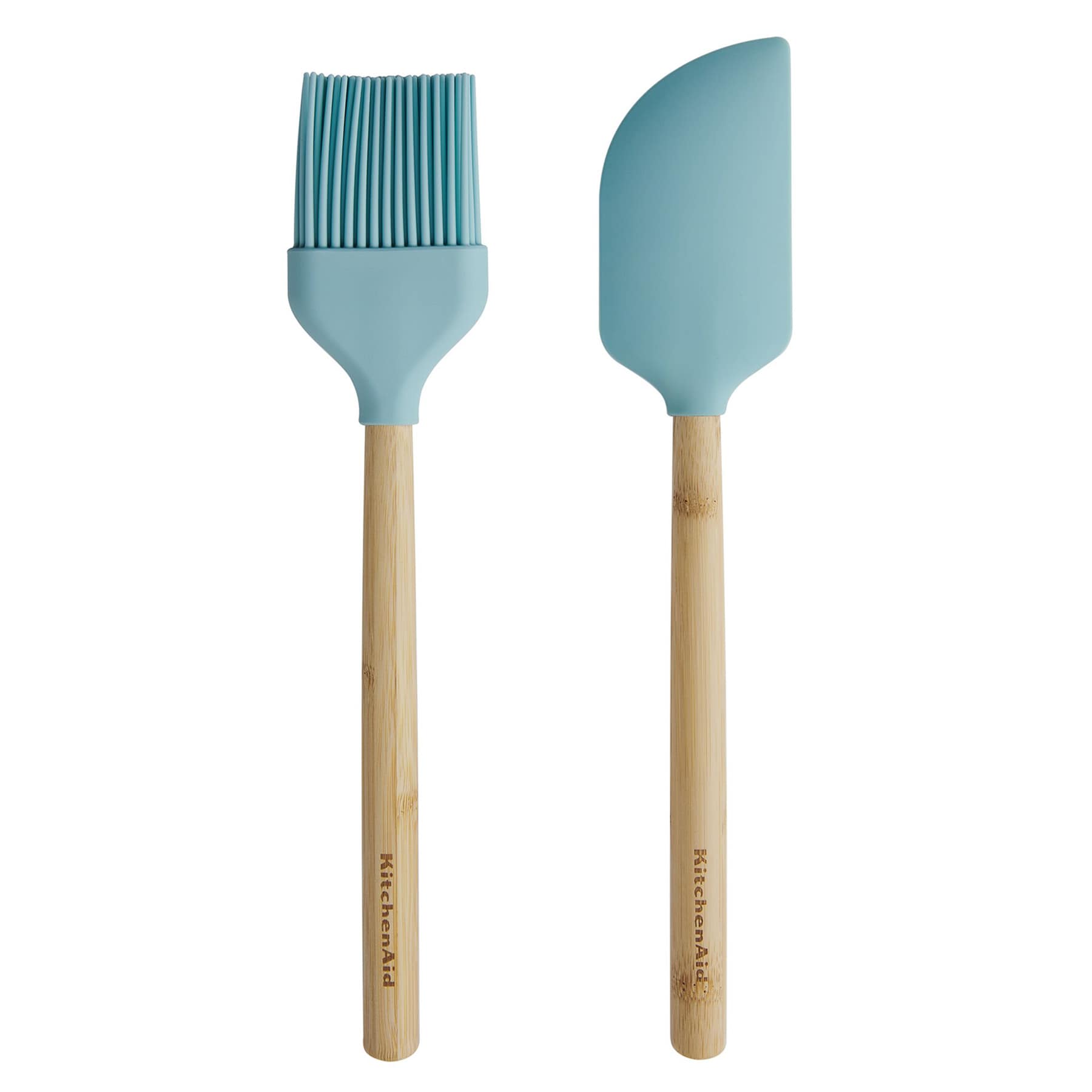 KitchenAid 2-Piece Mineral Water Blue Bamboo Spatula & Basting Brush