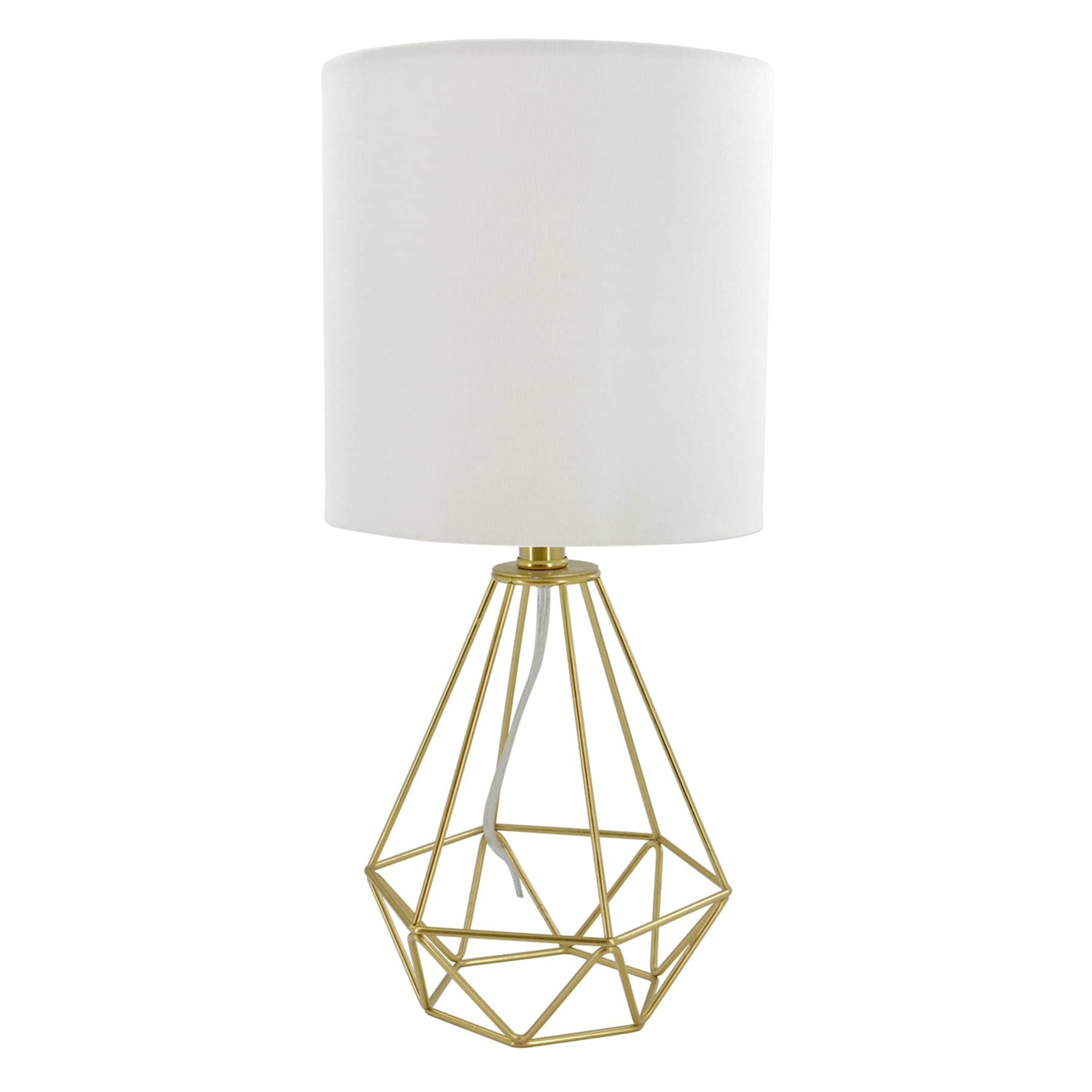 Brass Wire Small Table Lamp with Shade, 17.5"