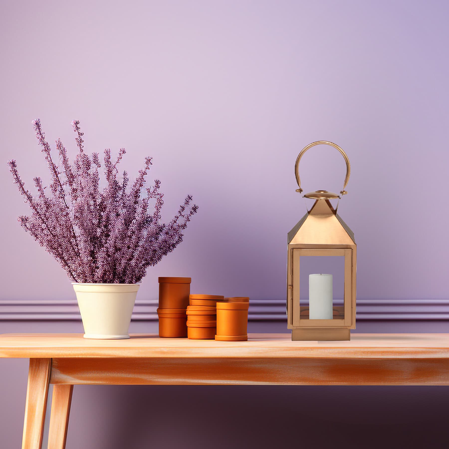 Copper Lantern with Glass, 12.5"