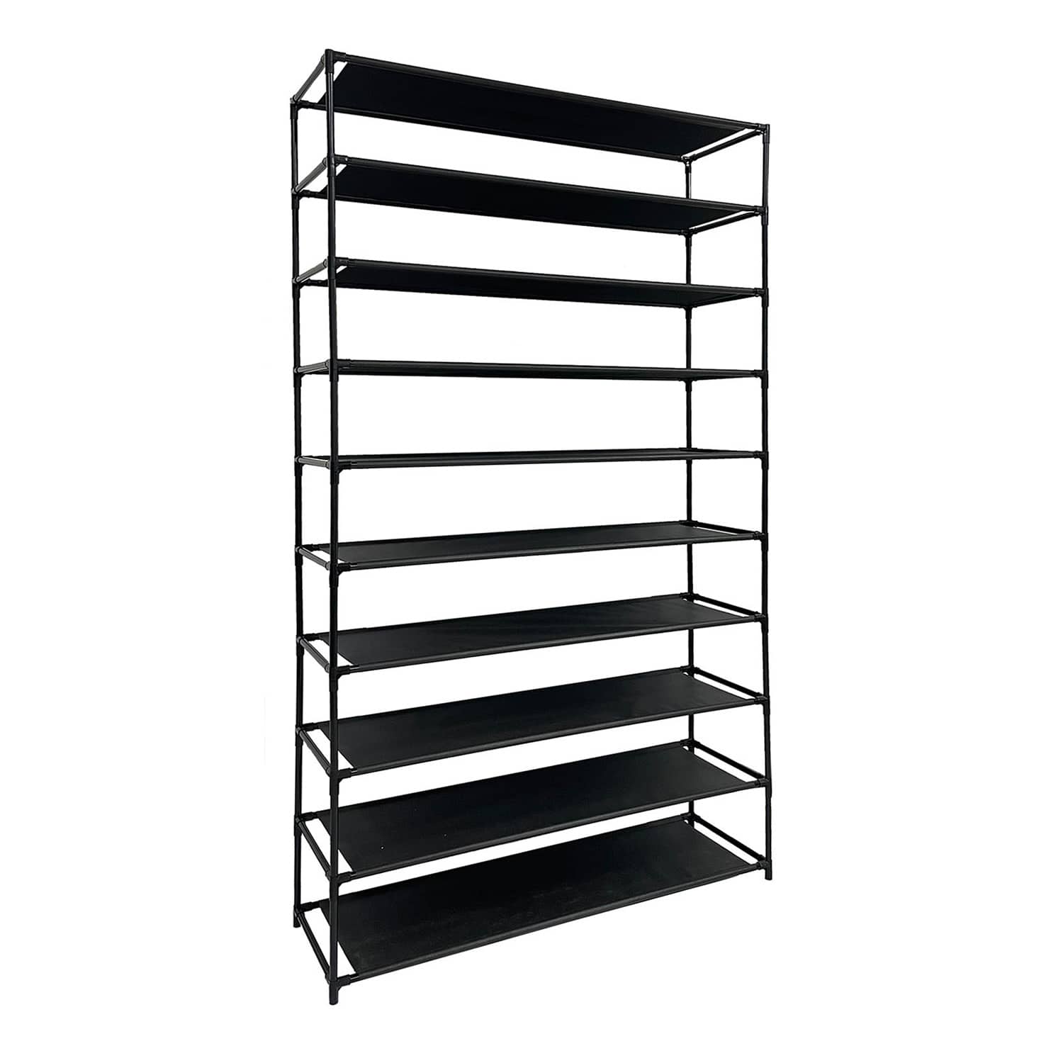 50-Pair Fabric Shelf Standing Shoe Rack, Black